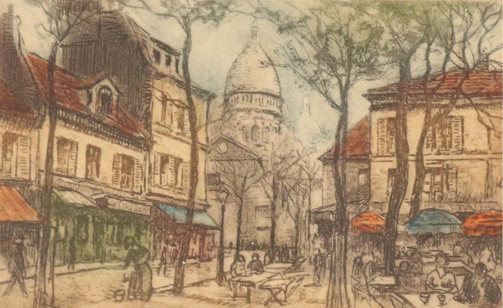 French School Lithographs Hand-Colored H. Vergas "La Place du Tertre" and Other