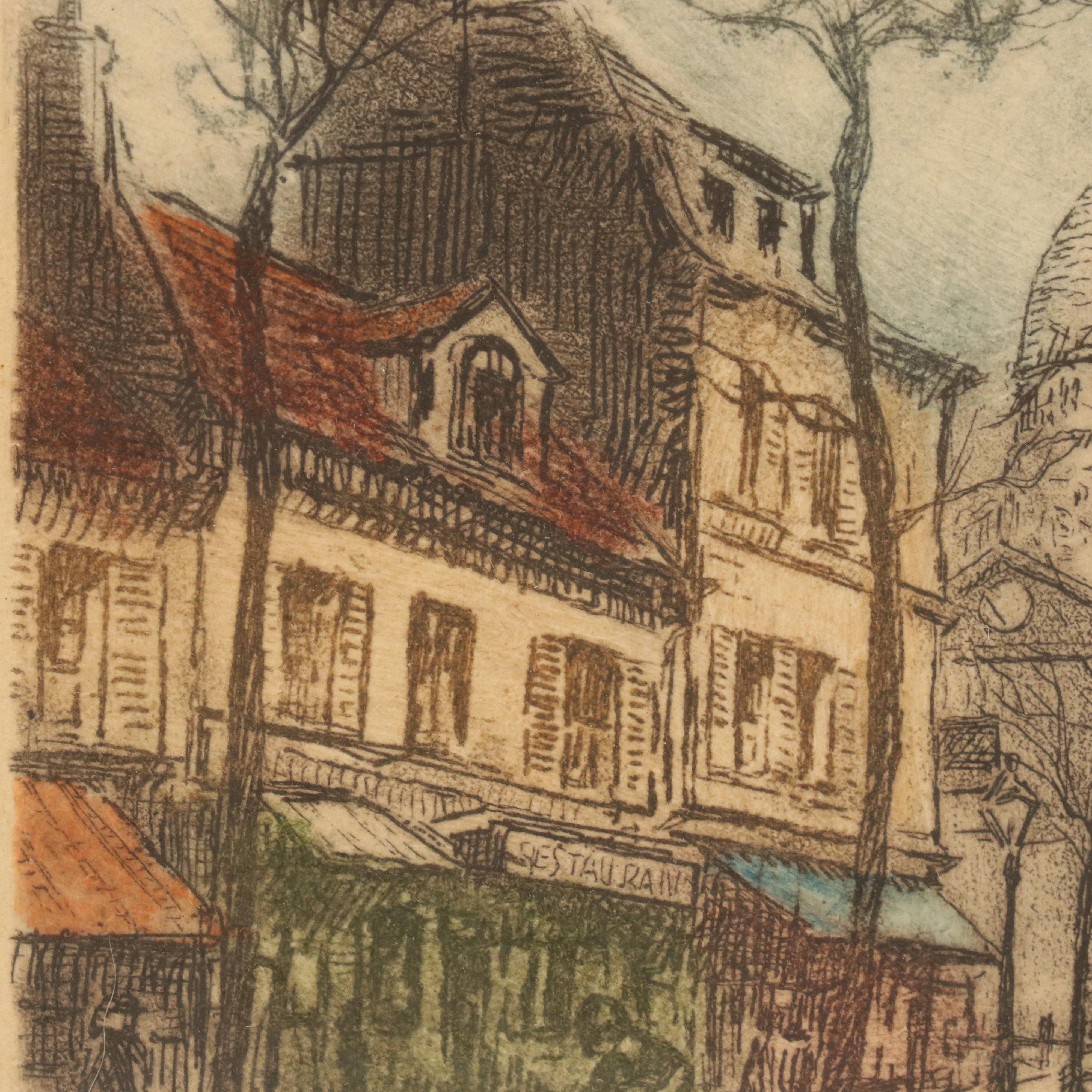 French School Lithographs Hand-Colored H. Vergas "La Place du Tertre" and Other