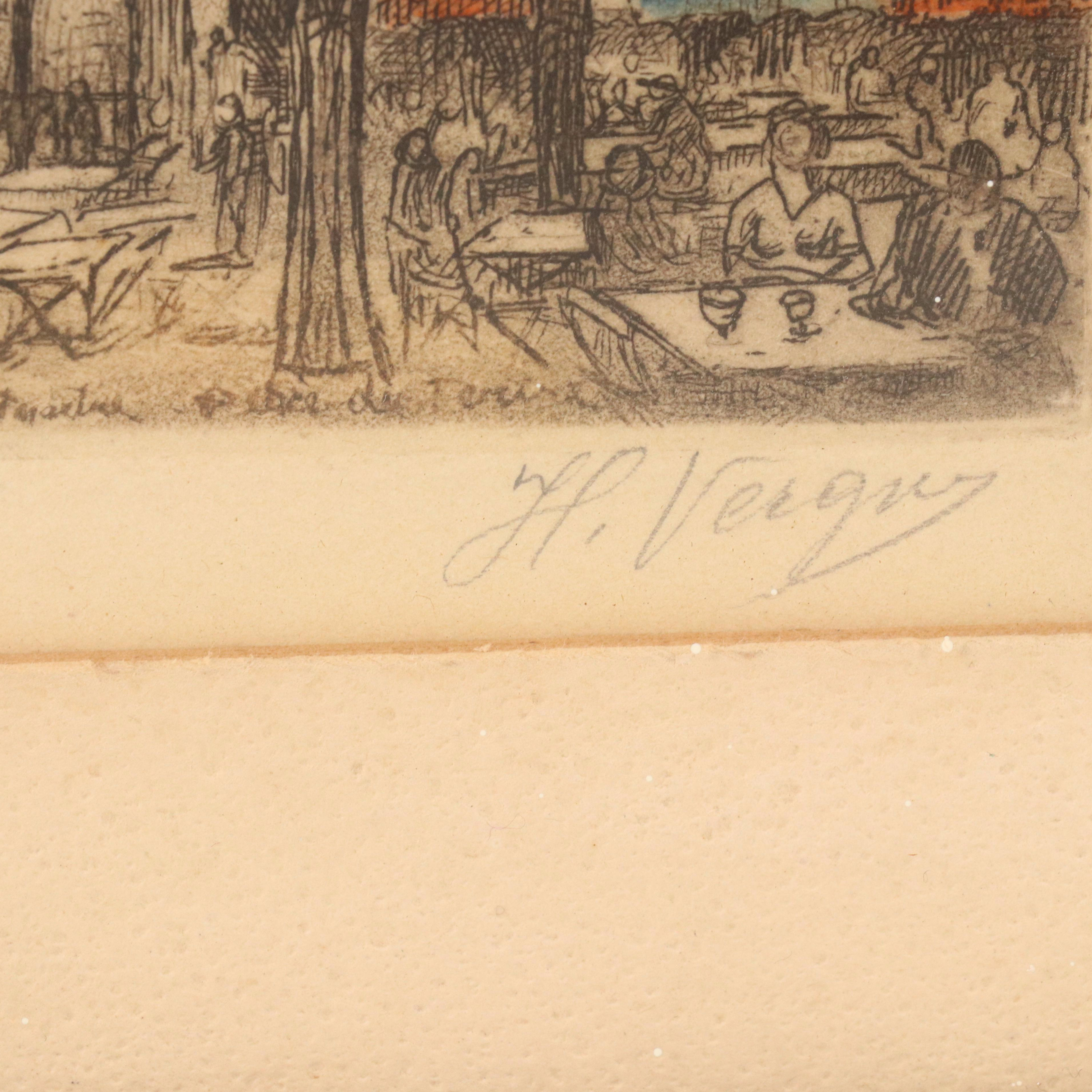 French School Lithographs Hand-Colored H. Vergas "La Place du Tertre" and Other