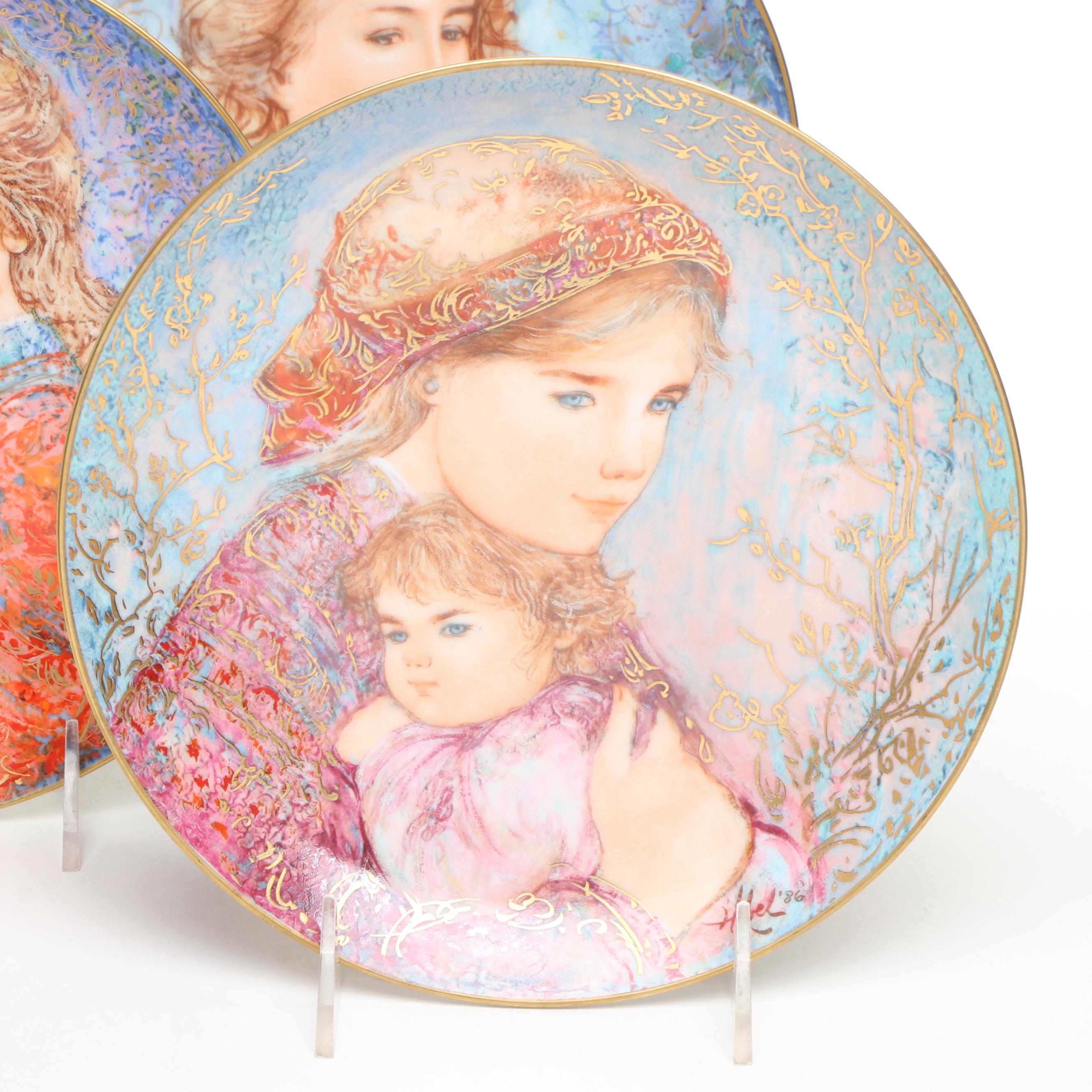 Edna Hibel "Emily and Jennifer" with More Mother's Day Porcelain Plates