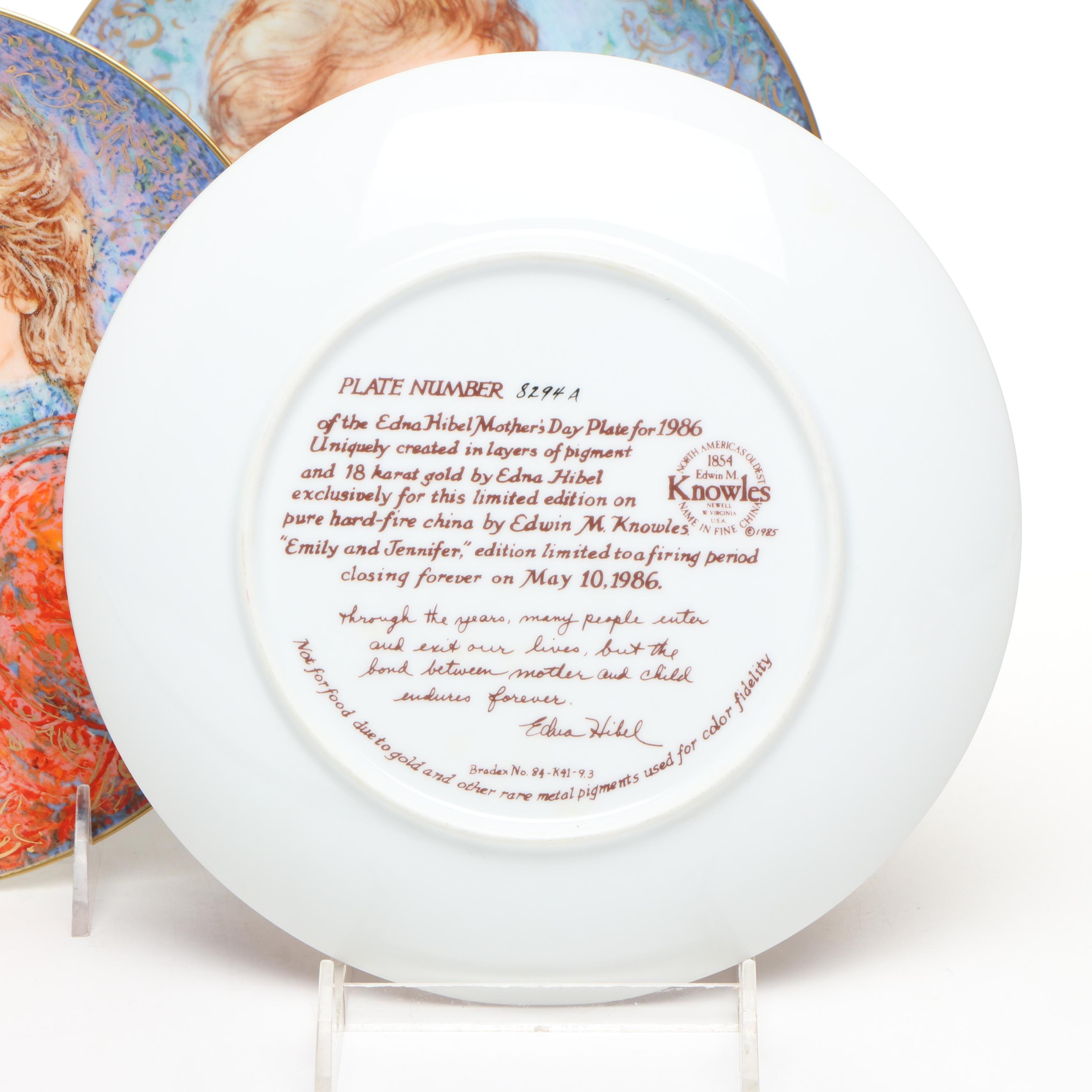 Edna Hibel "Emily and Jennifer" with More Mother's Day Porcelain Plates