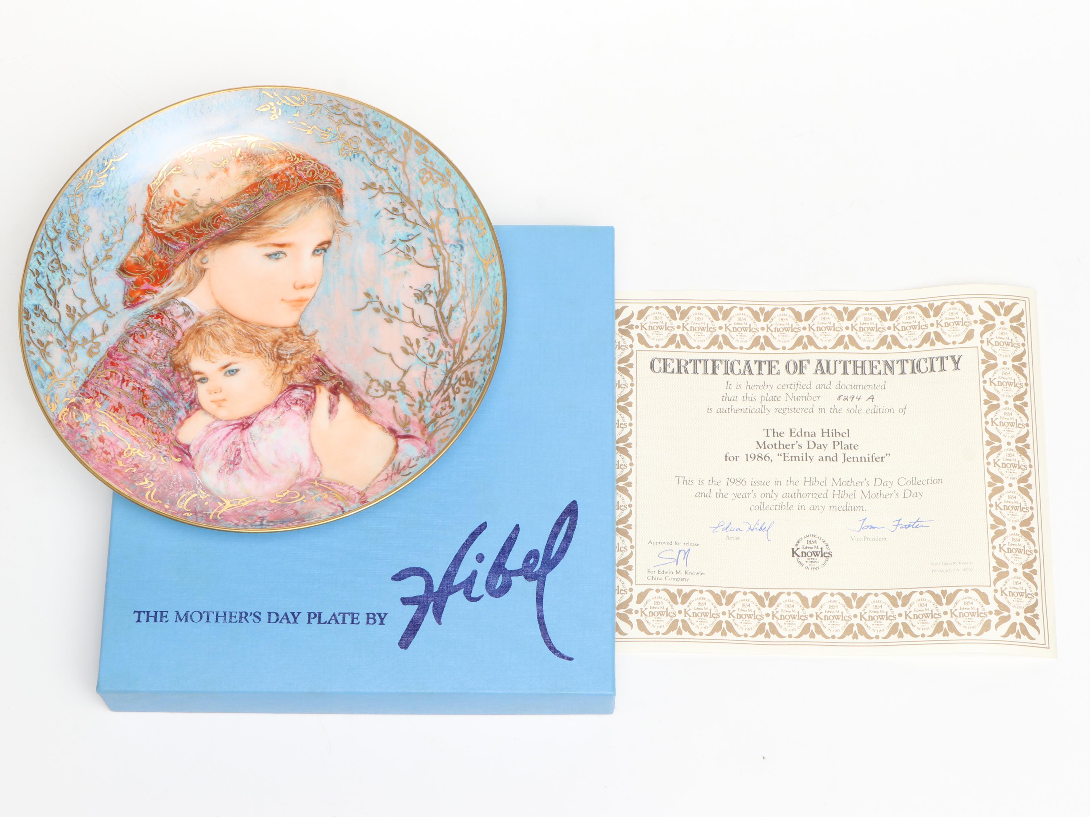 Edna Hibel "Emily and Jennifer" with More Mother's Day Porcelain Plates
