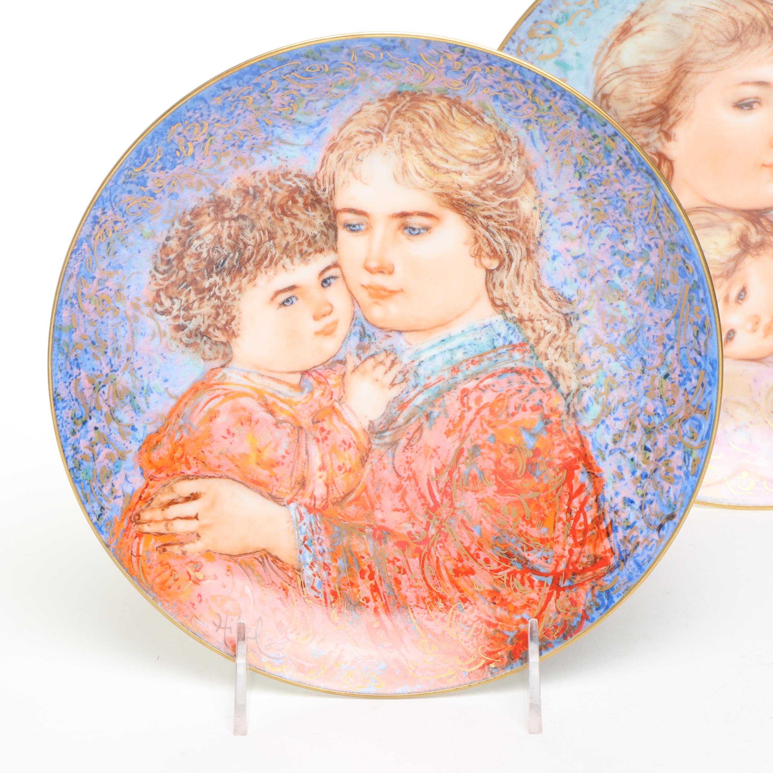Edna Hibel "Emily and Jennifer" with More Mother's Day Porcelain Plates