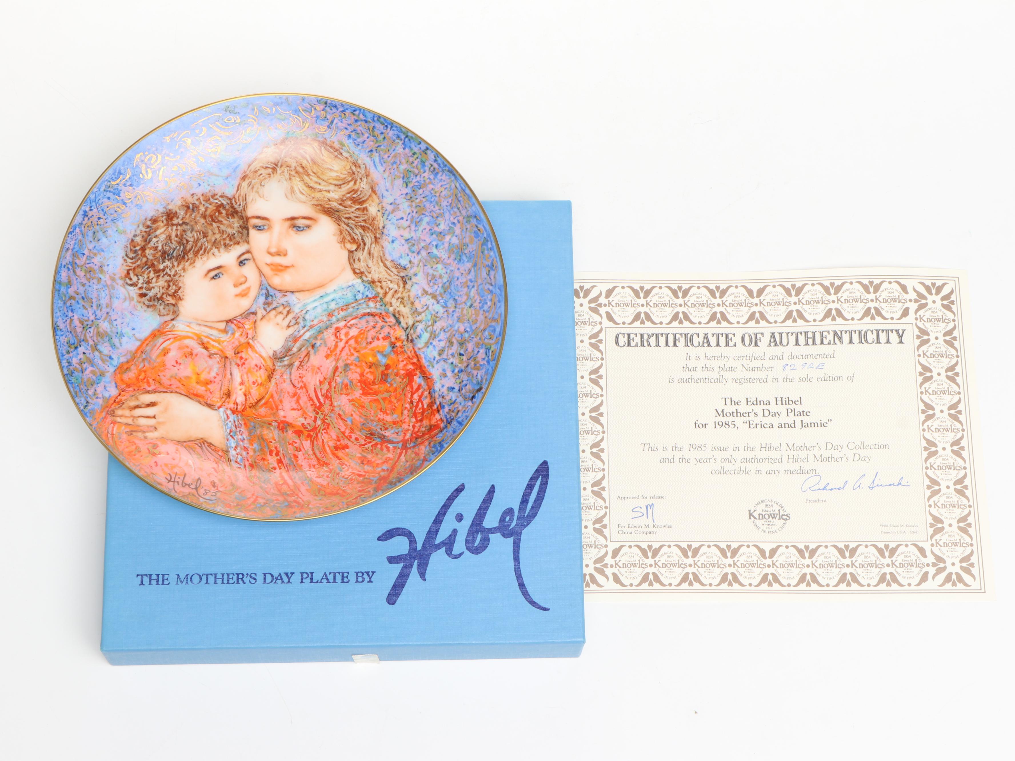 Edna Hibel "Emily and Jennifer" with More Mother's Day Porcelain Plates