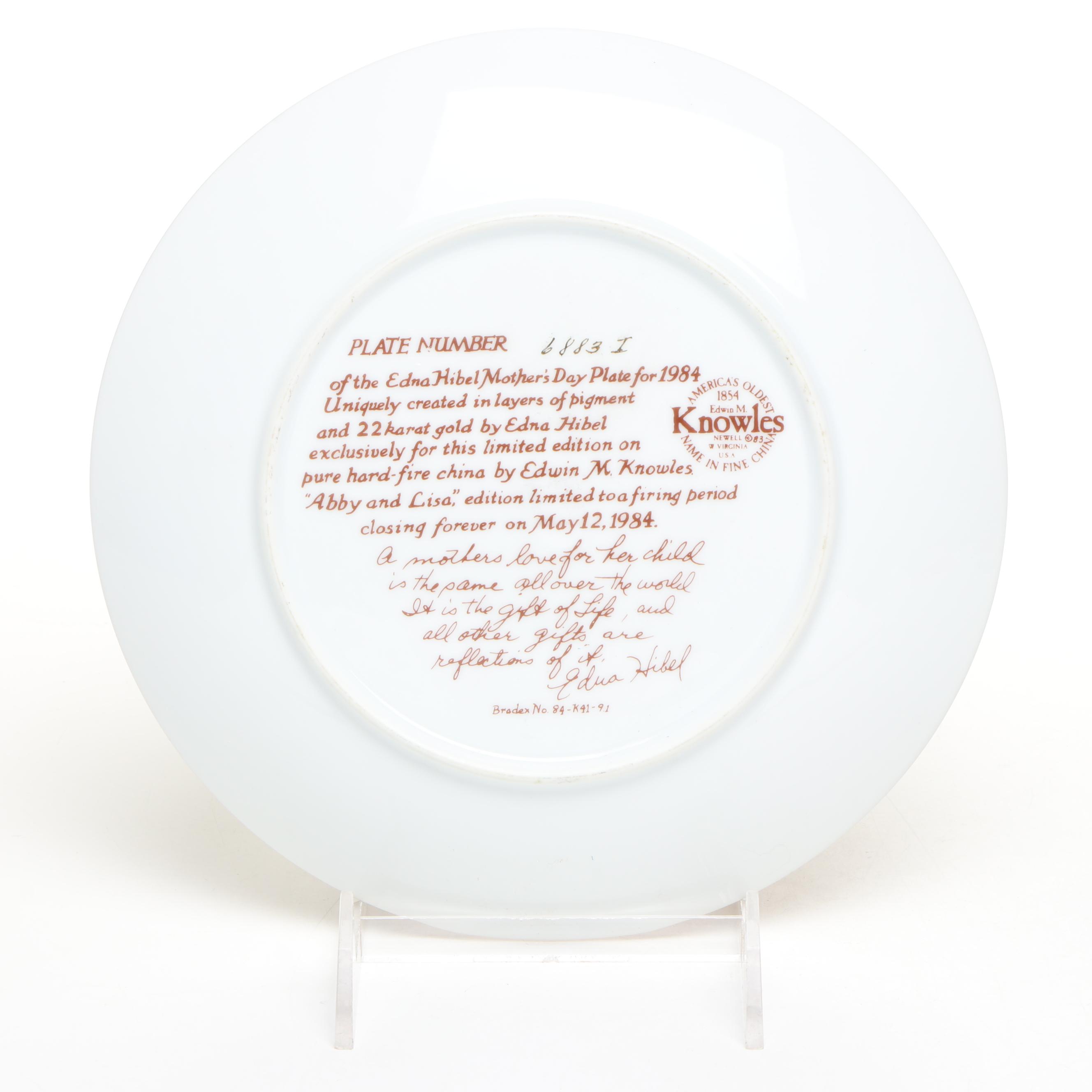 Edna Hibel "Emily and Jennifer" with More Mother's Day Porcelain Plates