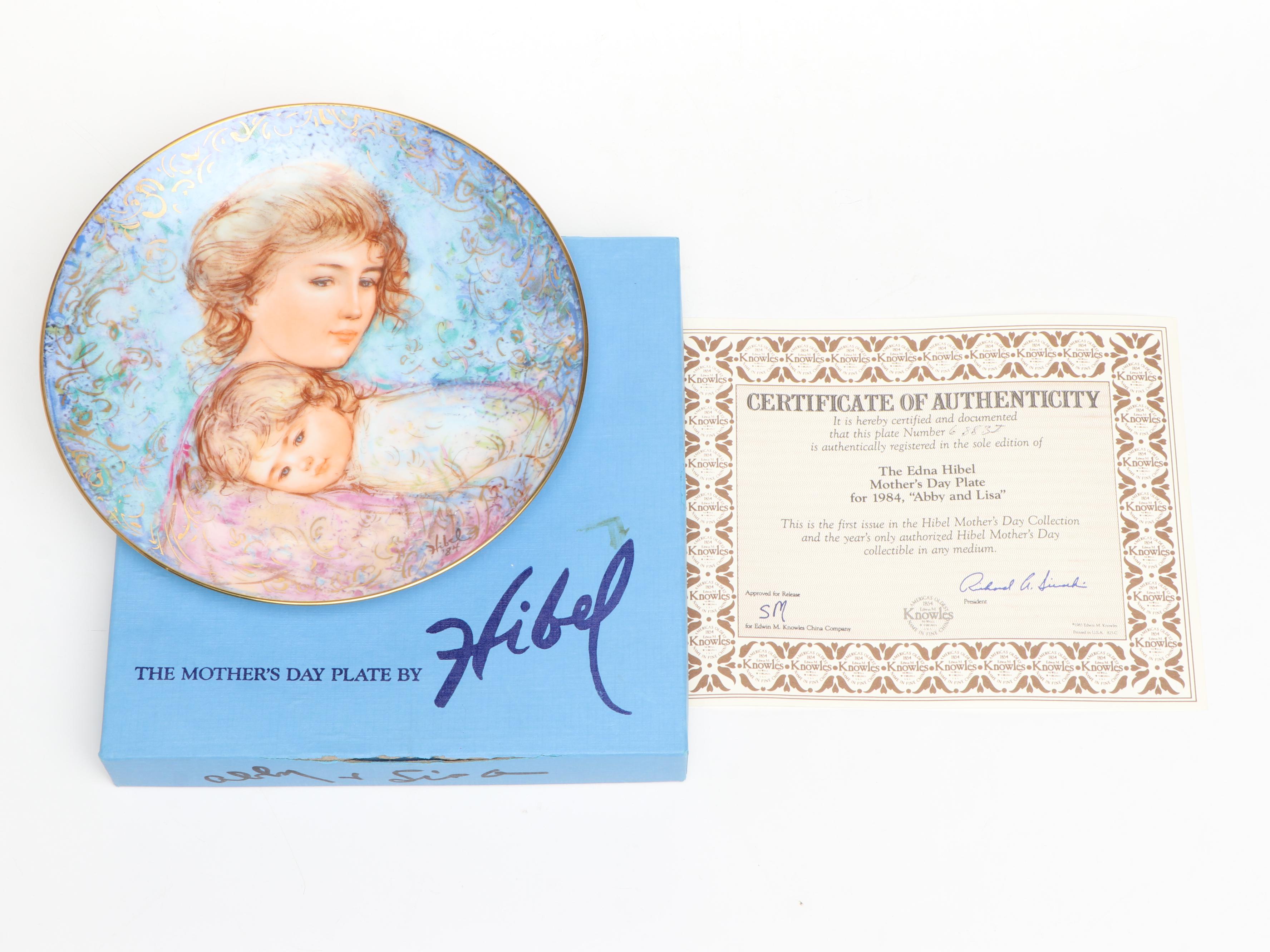 Edna Hibel "Emily and Jennifer" with More Mother's Day Porcelain Plates