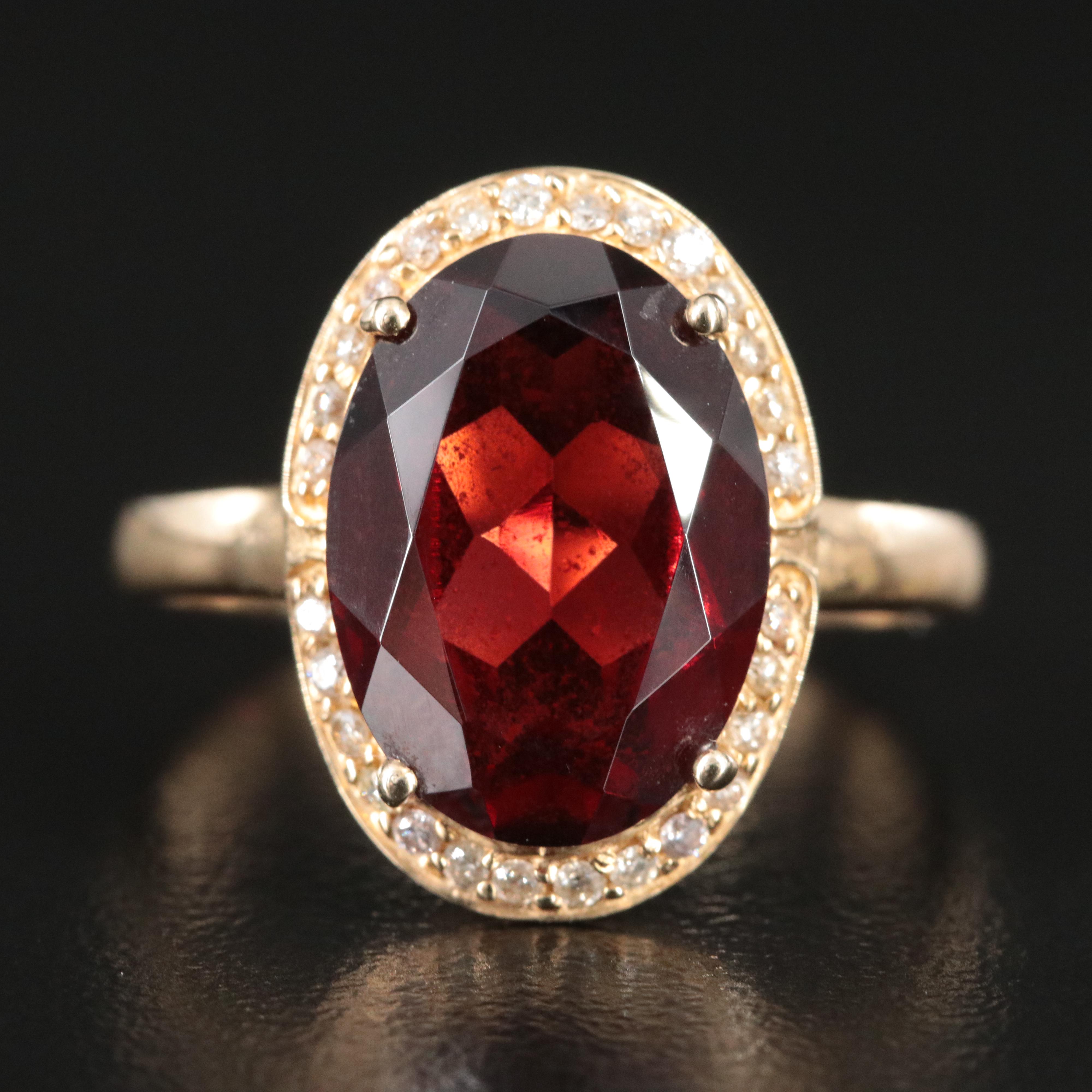 14K Garnet and Diamond Ring