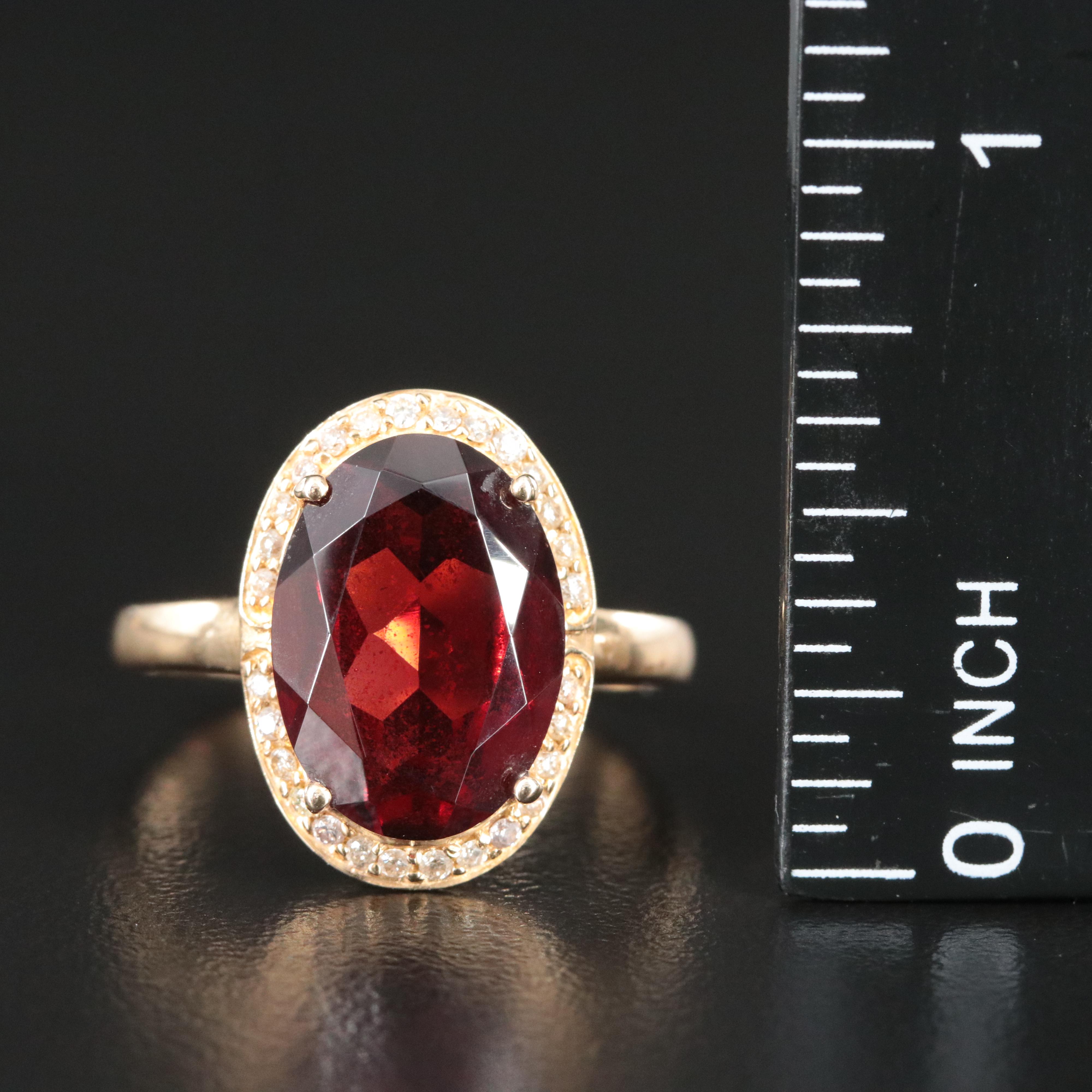 14K Garnet and Diamond Ring