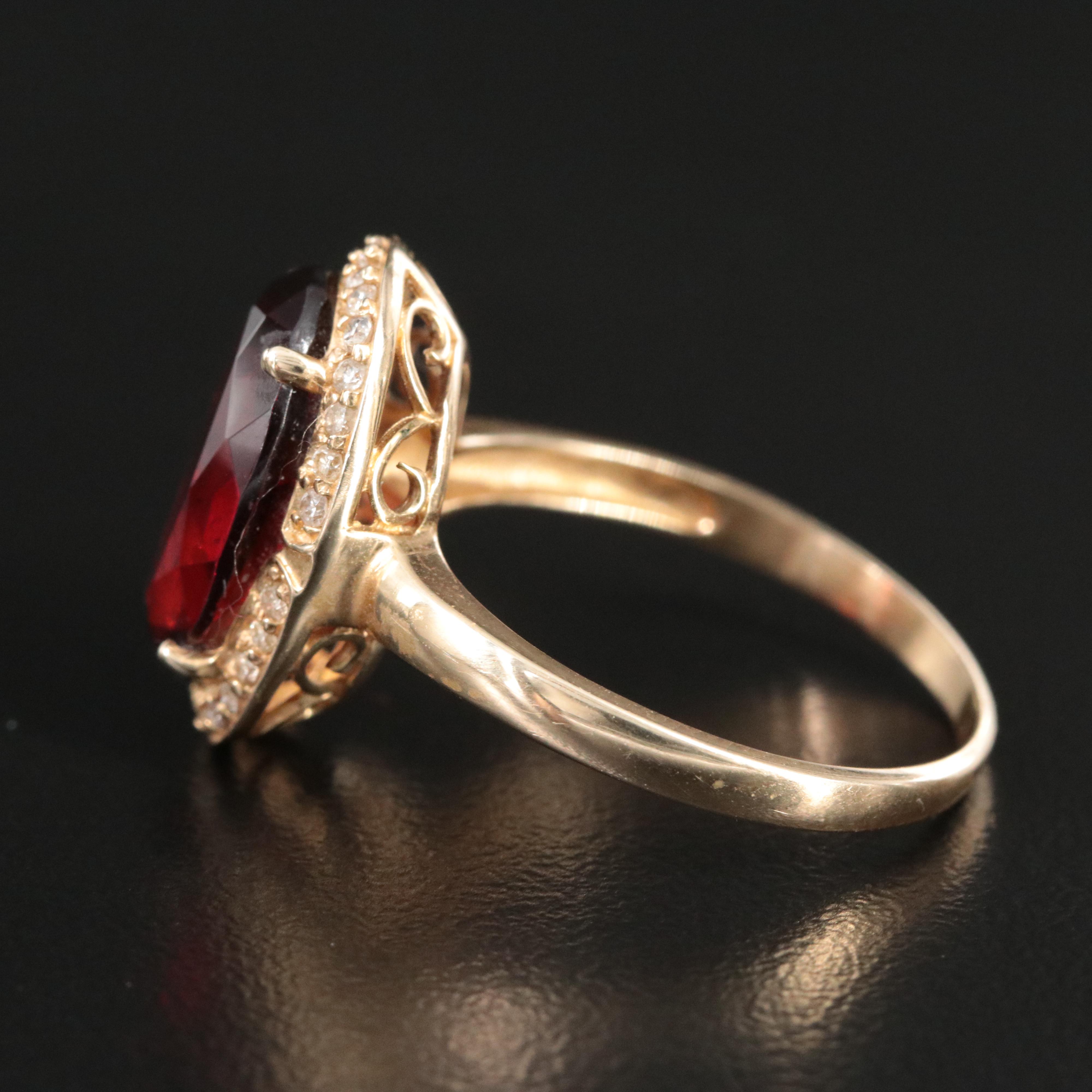 14K Garnet and Diamond Ring