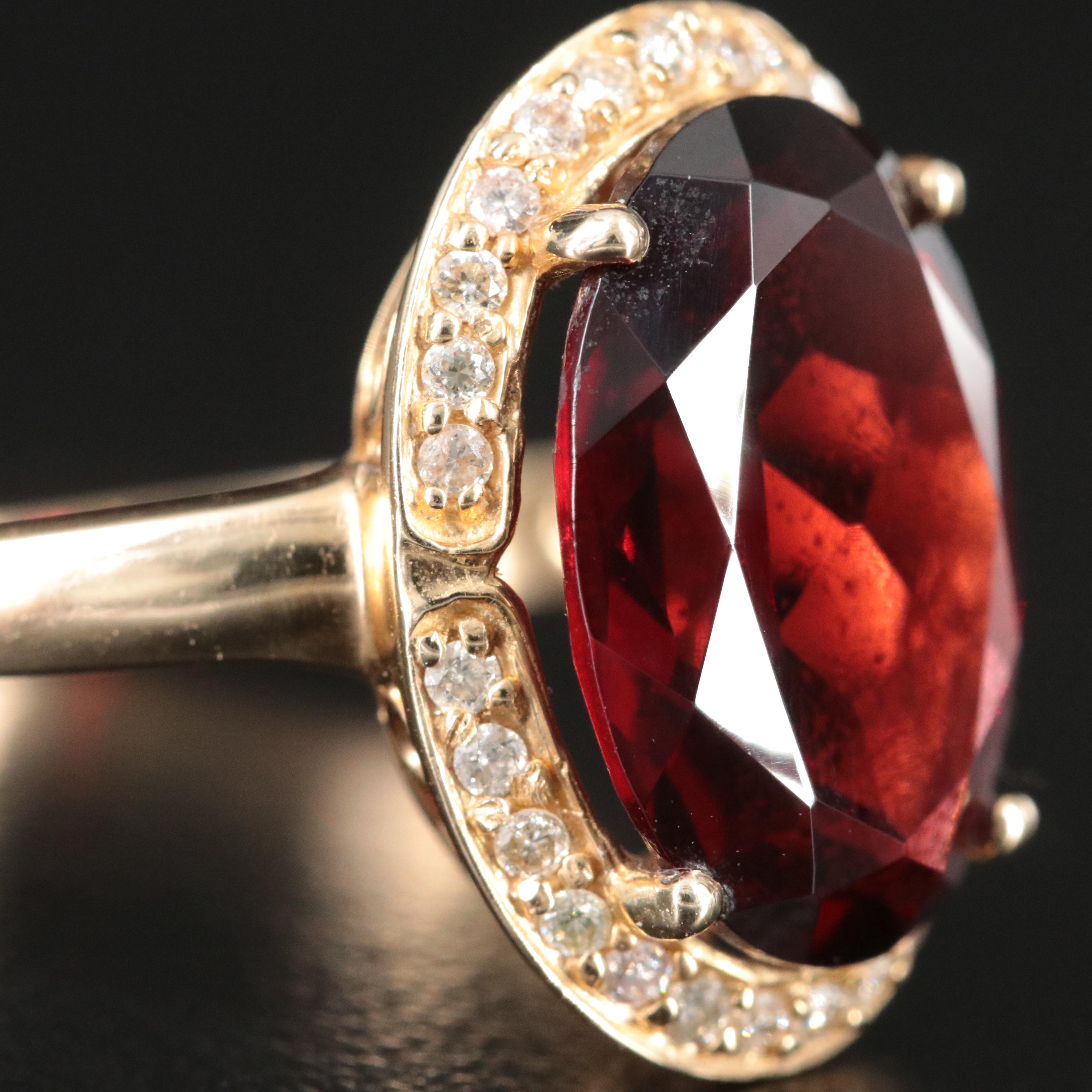 14K Garnet and Diamond Ring