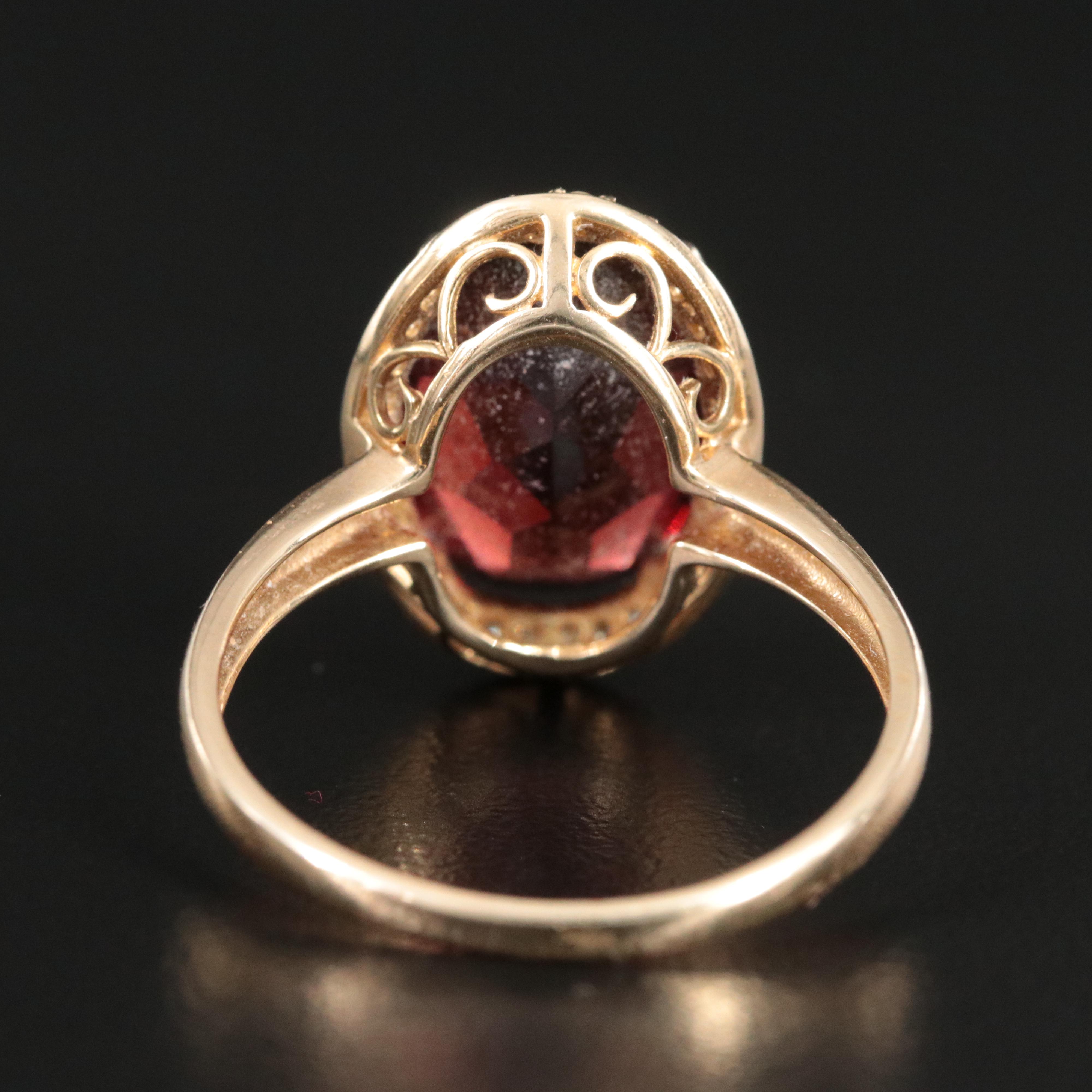 14K Garnet and Diamond Ring