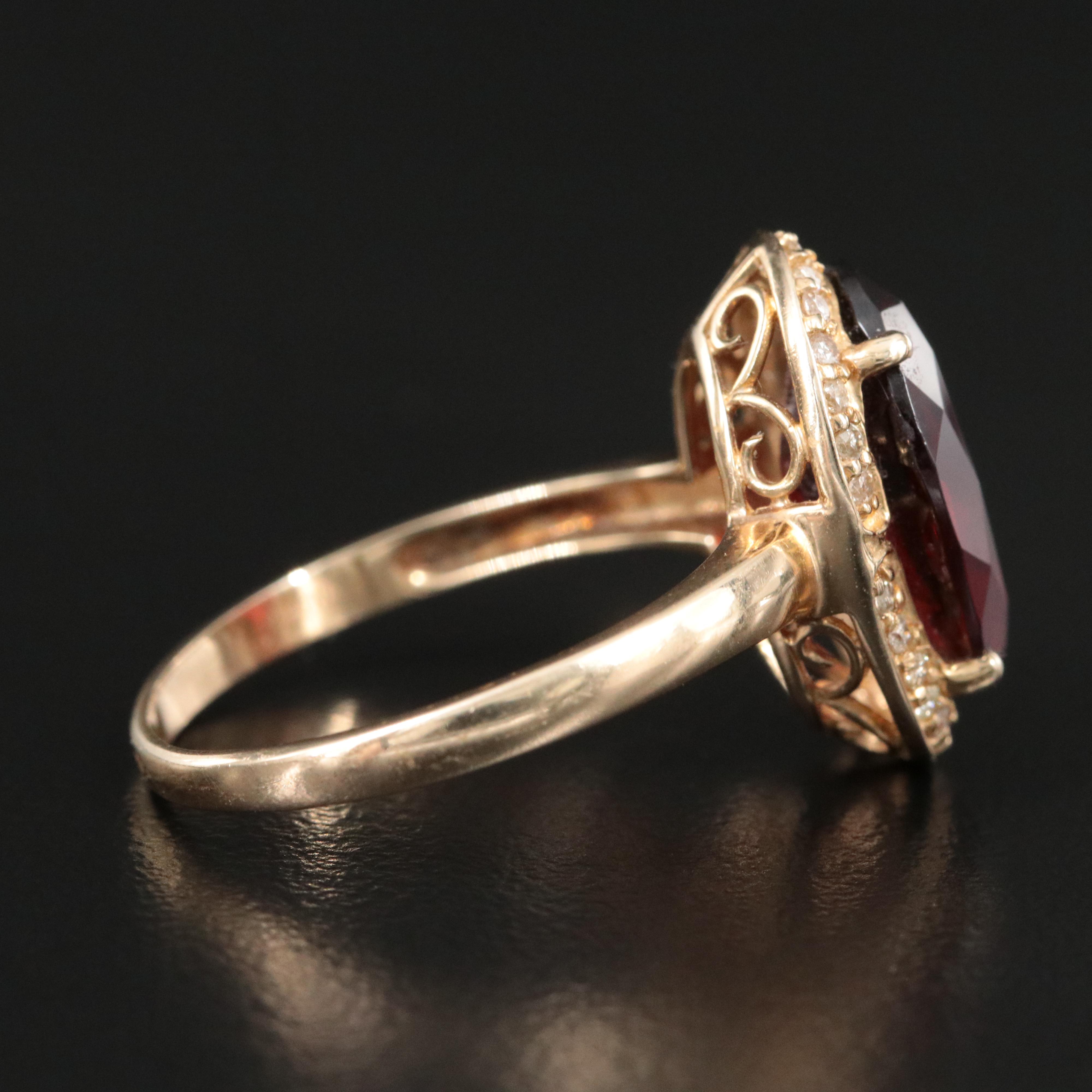 14K Garnet and Diamond Ring