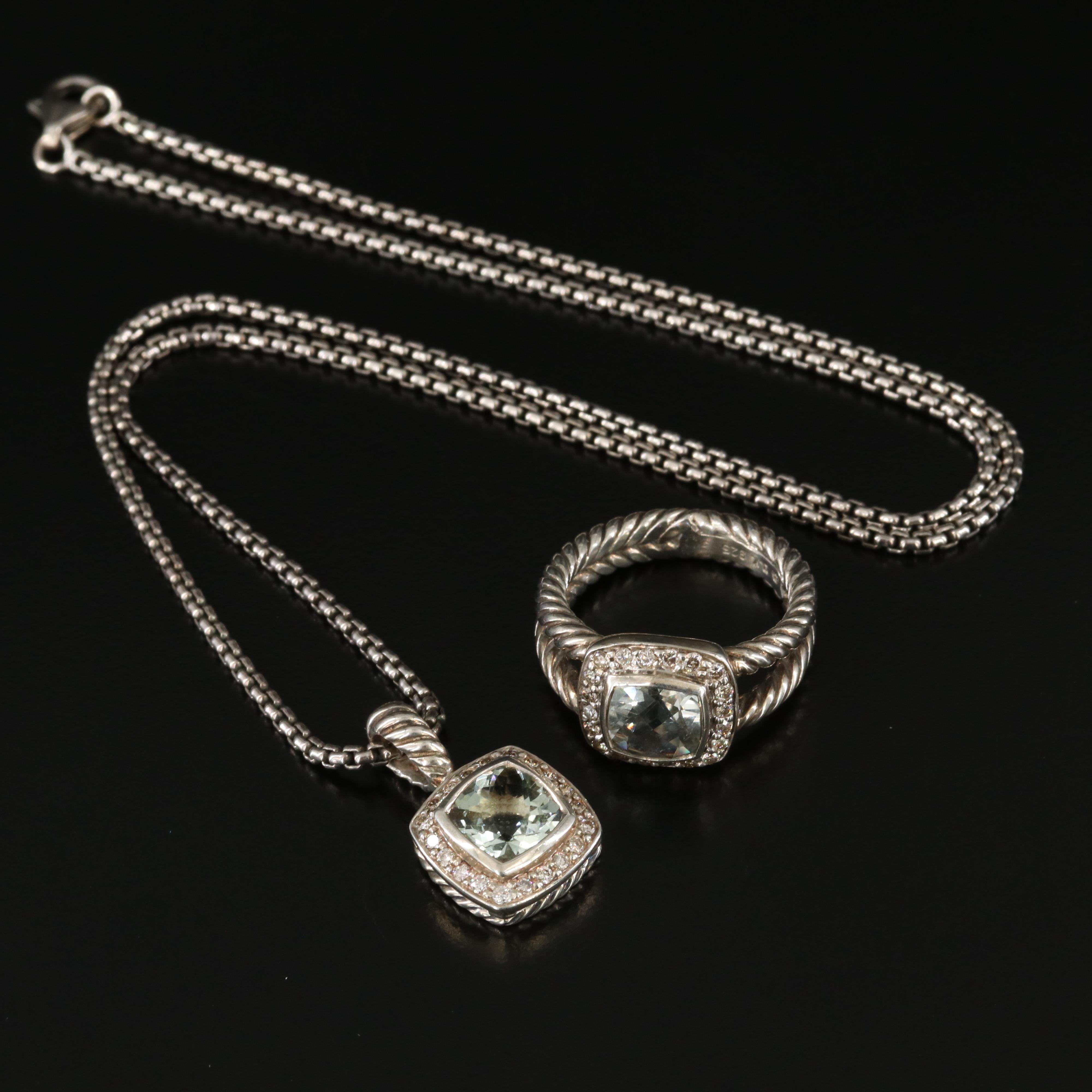 David Yurman Albion Sterling, Prasiolite and 0.34 CTW Diamond Jewelry Set