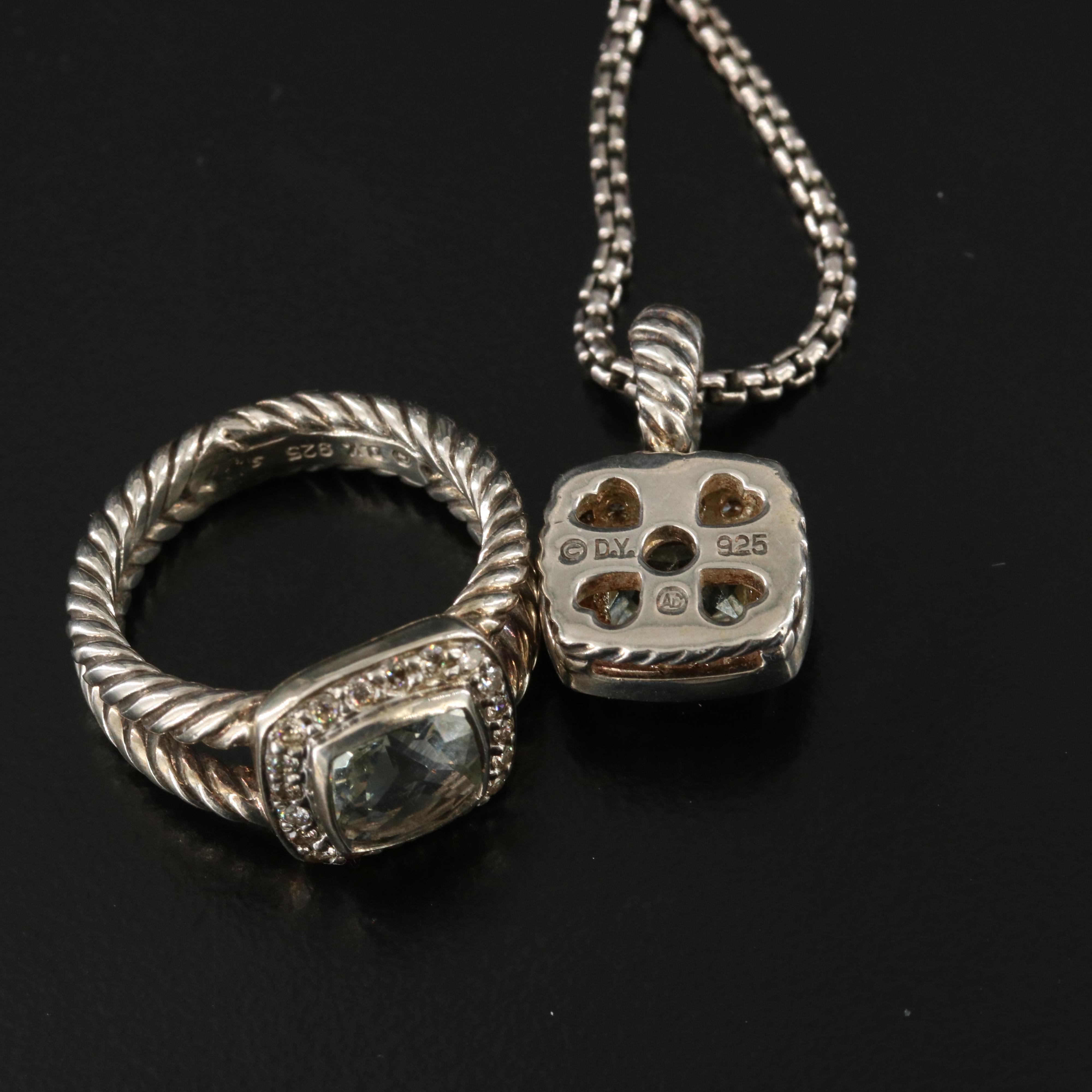 David Yurman Albion Sterling, Prasiolite and 0.34 CTW Diamond Jewelry Set