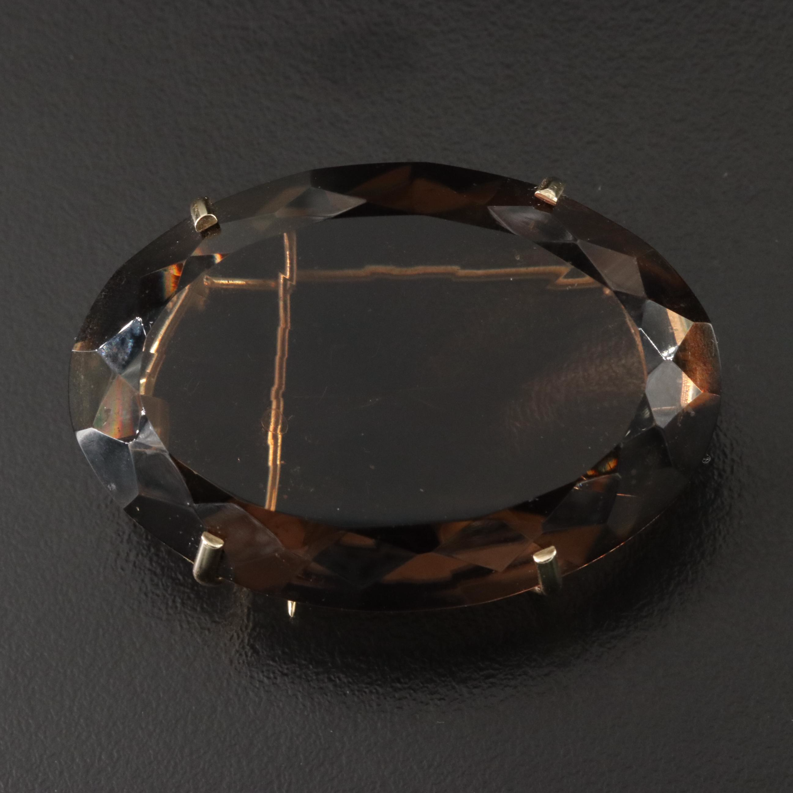 14K 147.33 CT Smoky Quartz Brooch/Pendant