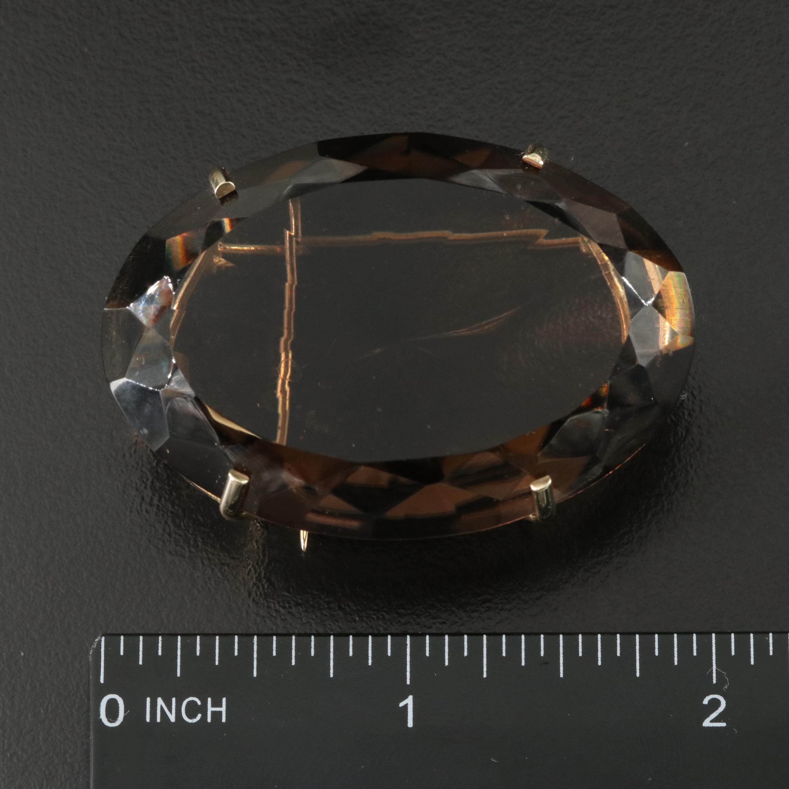 14K 147.33 CT Smoky Quartz Brooch/Pendant
