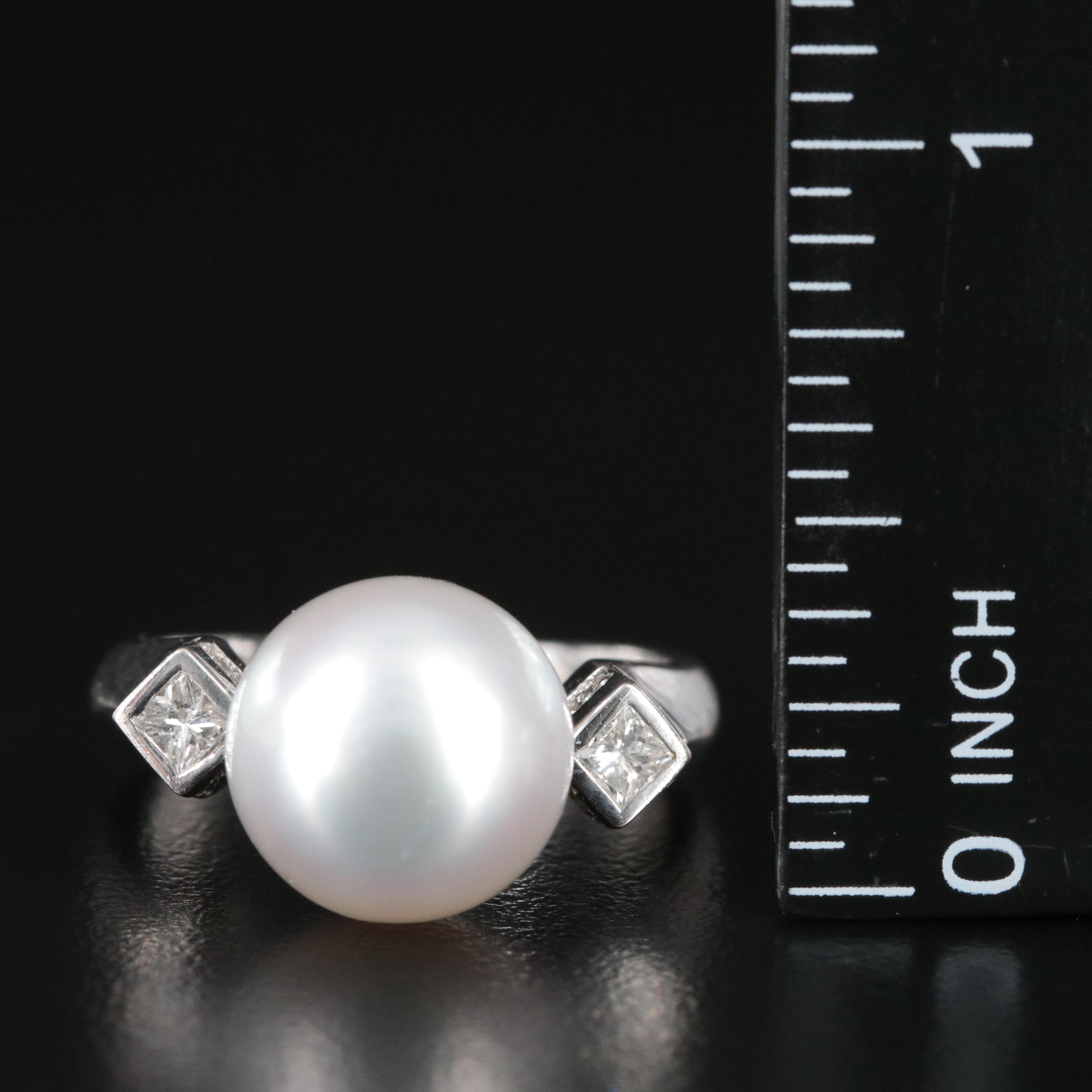 18K Pearl and Diamond Ring