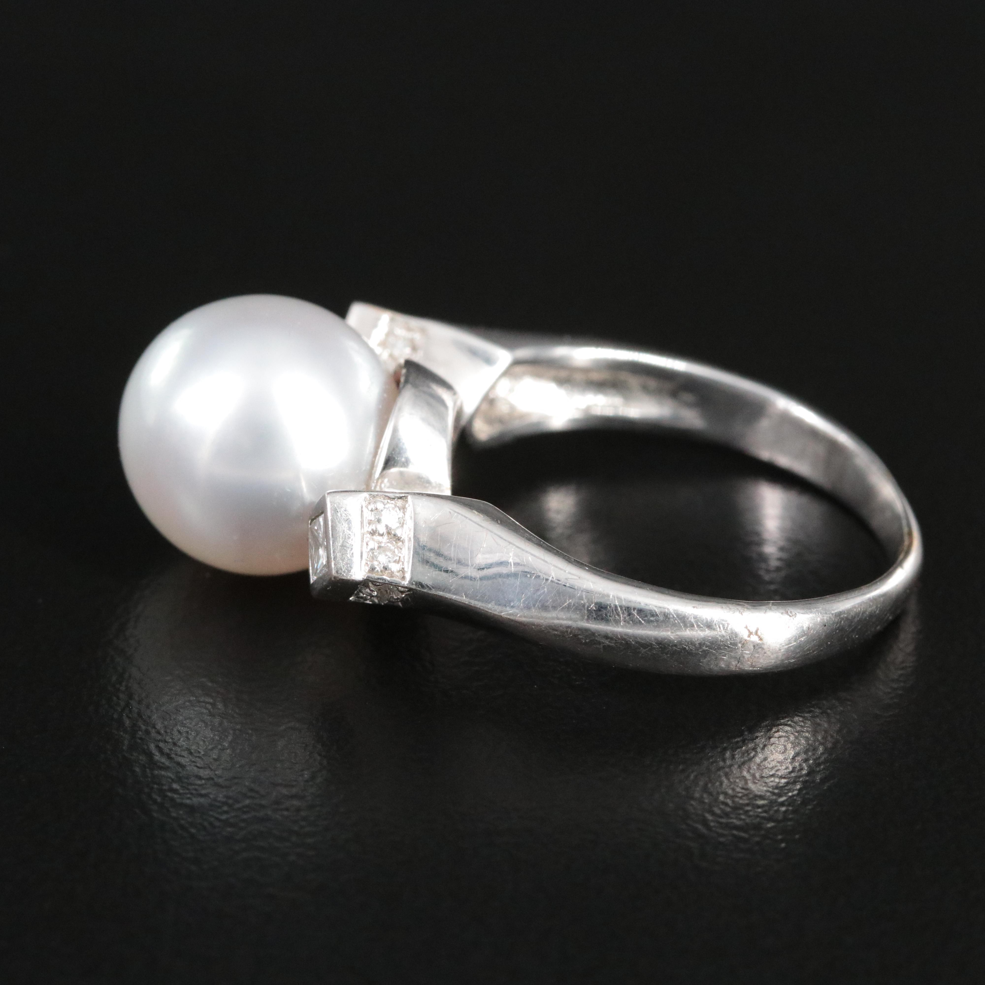 18K Pearl and Diamond Ring
