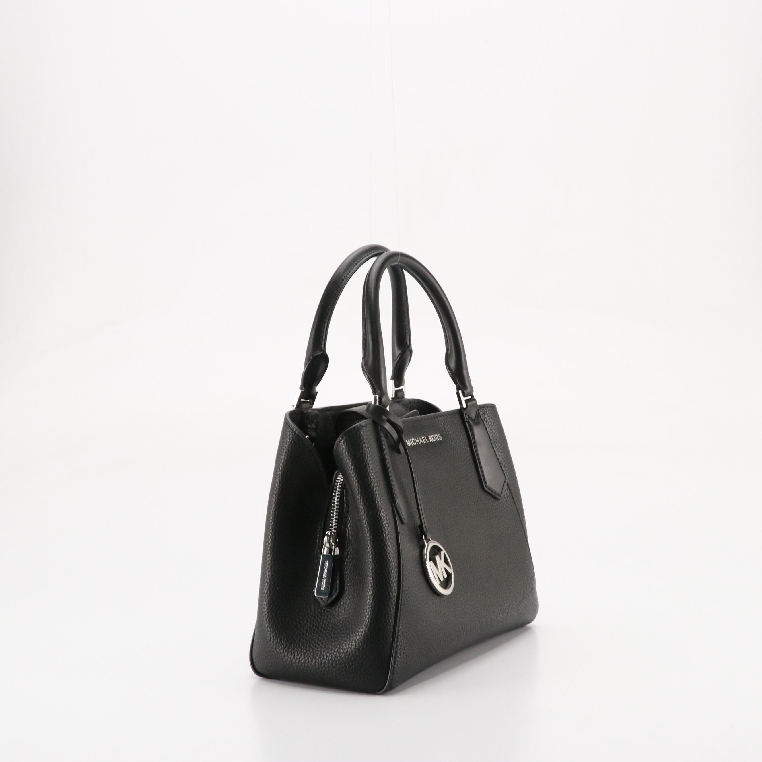 Michael Kors Small Kimberly Two-Way Satchel in Black Pebbled Leather