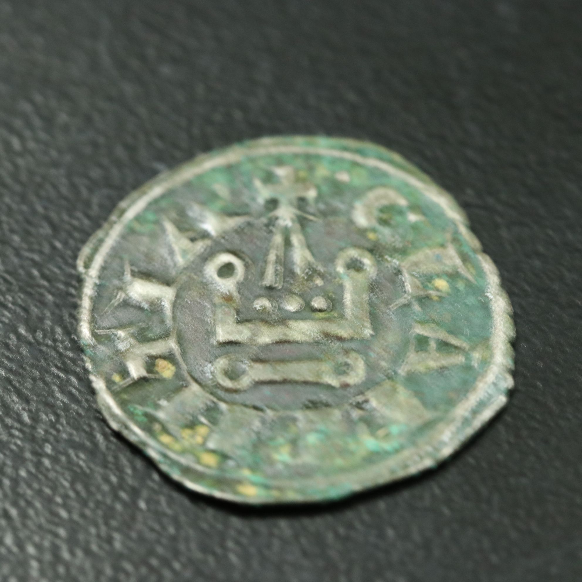 Crusader States Hammered Billon Denier Coin of William II, ca. 1278