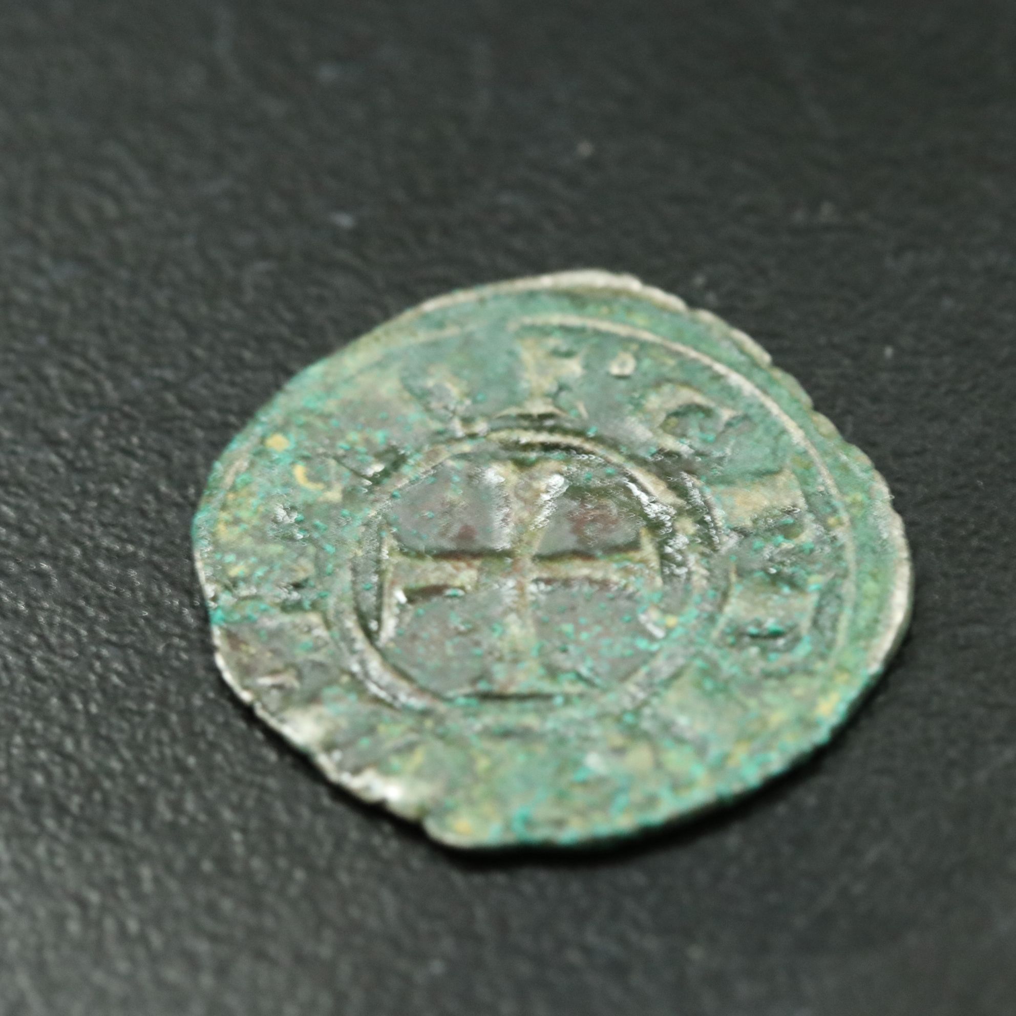 Crusader States Hammered Billon Denier Coin of William II, ca. 1278