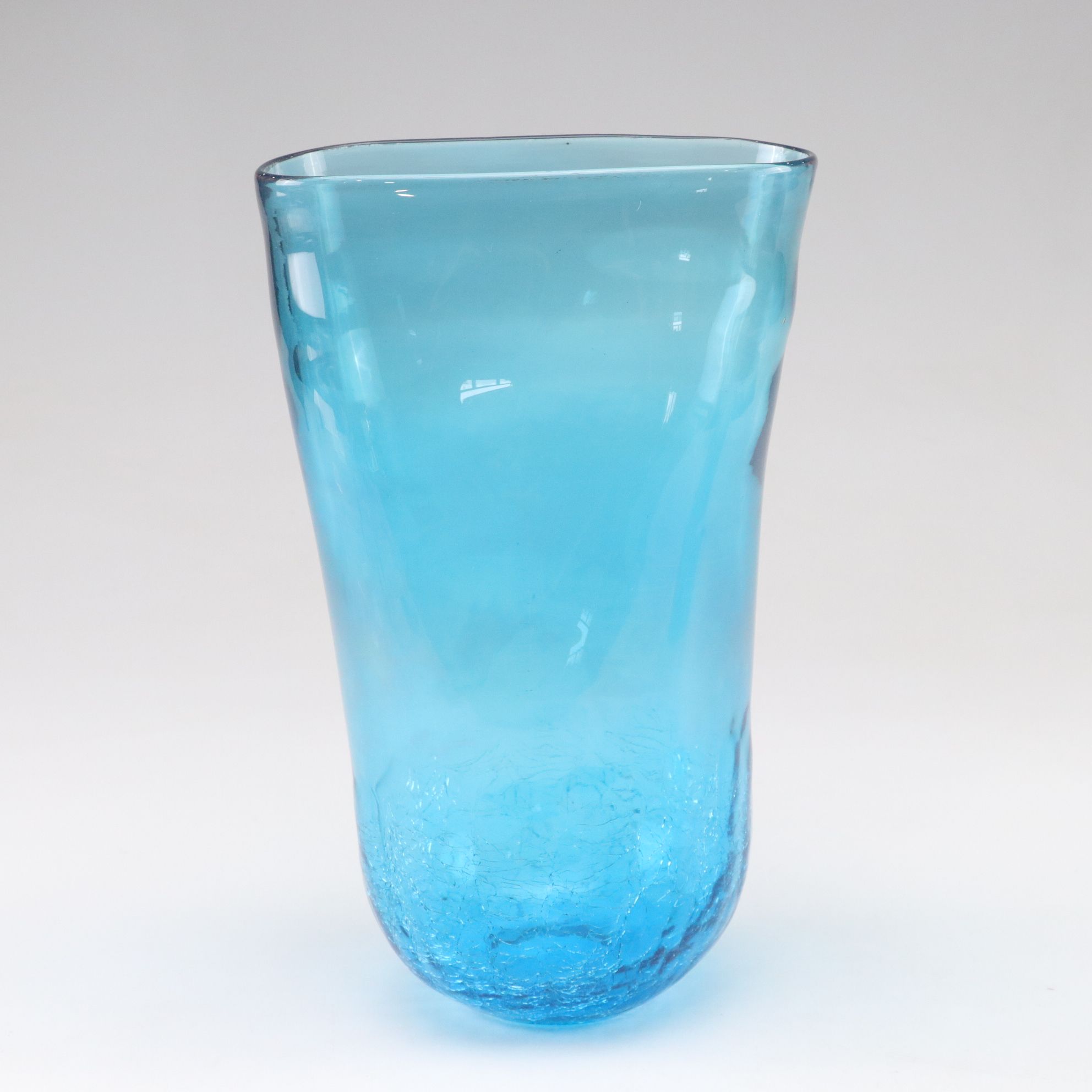 Blenko Crackle Style Aqua Vase with Marbled Seafoam Tumbler Vase