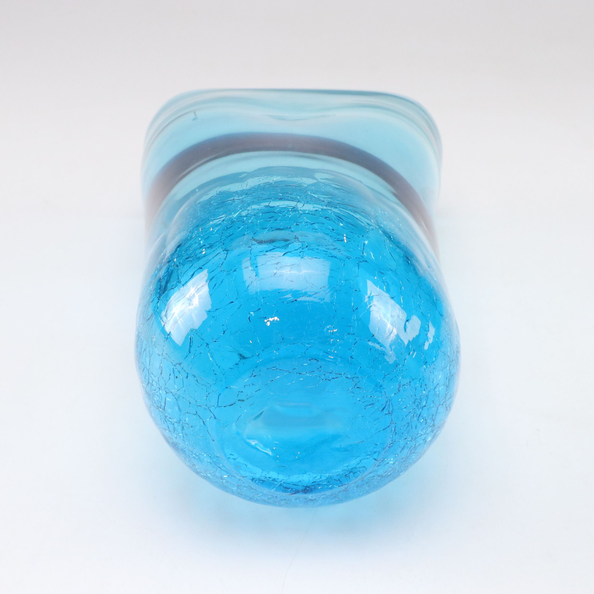 Blenko Crackle Style Aqua Vase with Marbled Seafoam Tumbler Vase