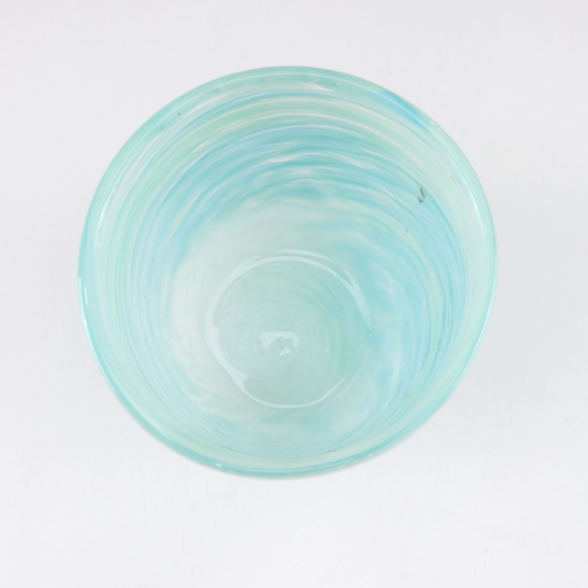 Blenko Crackle Style Aqua Vase with Marbled Seafoam Tumbler Vase