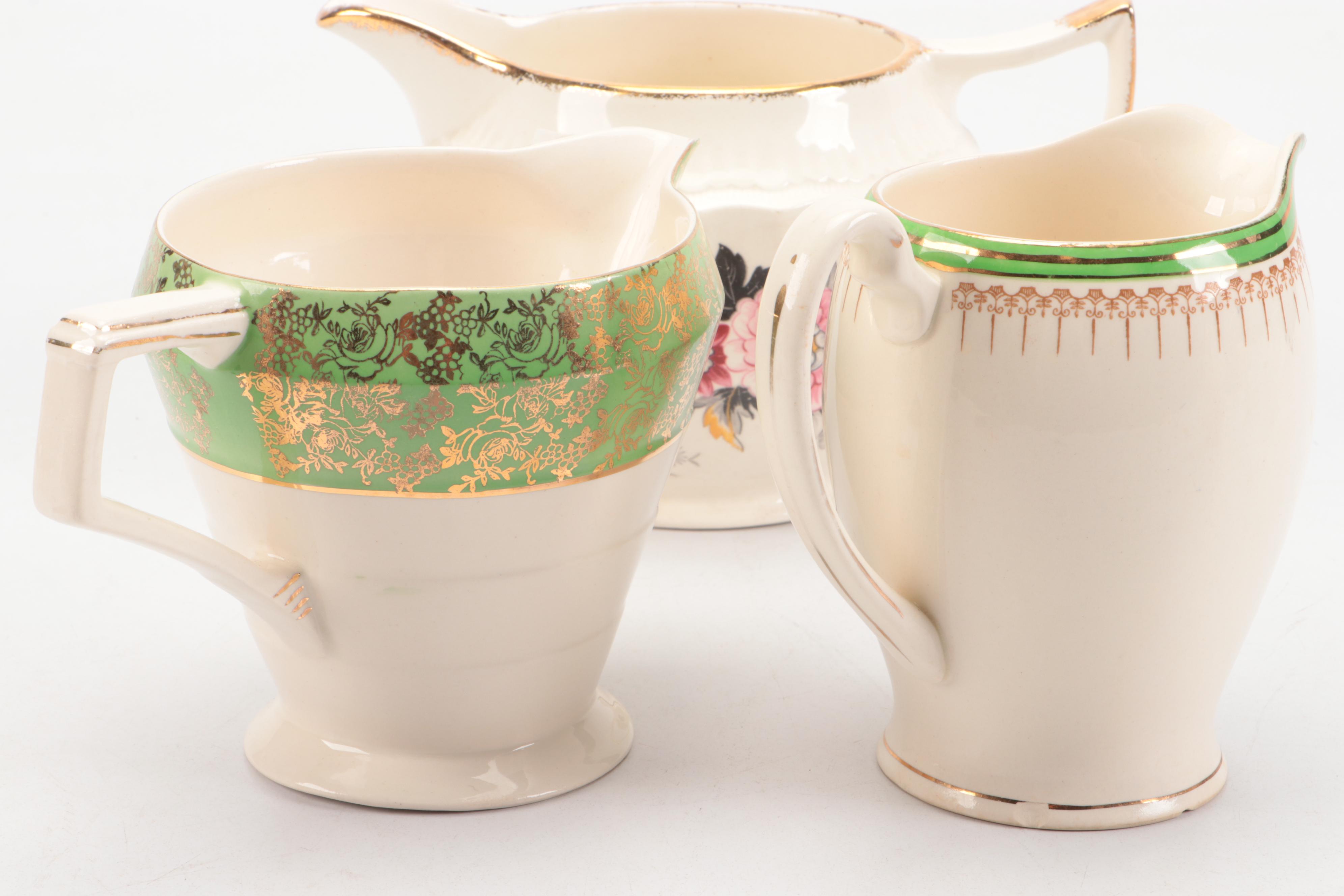 Swinnertons "Luxor Ivory" and Other Ceramic Pitchers with Handled Vase