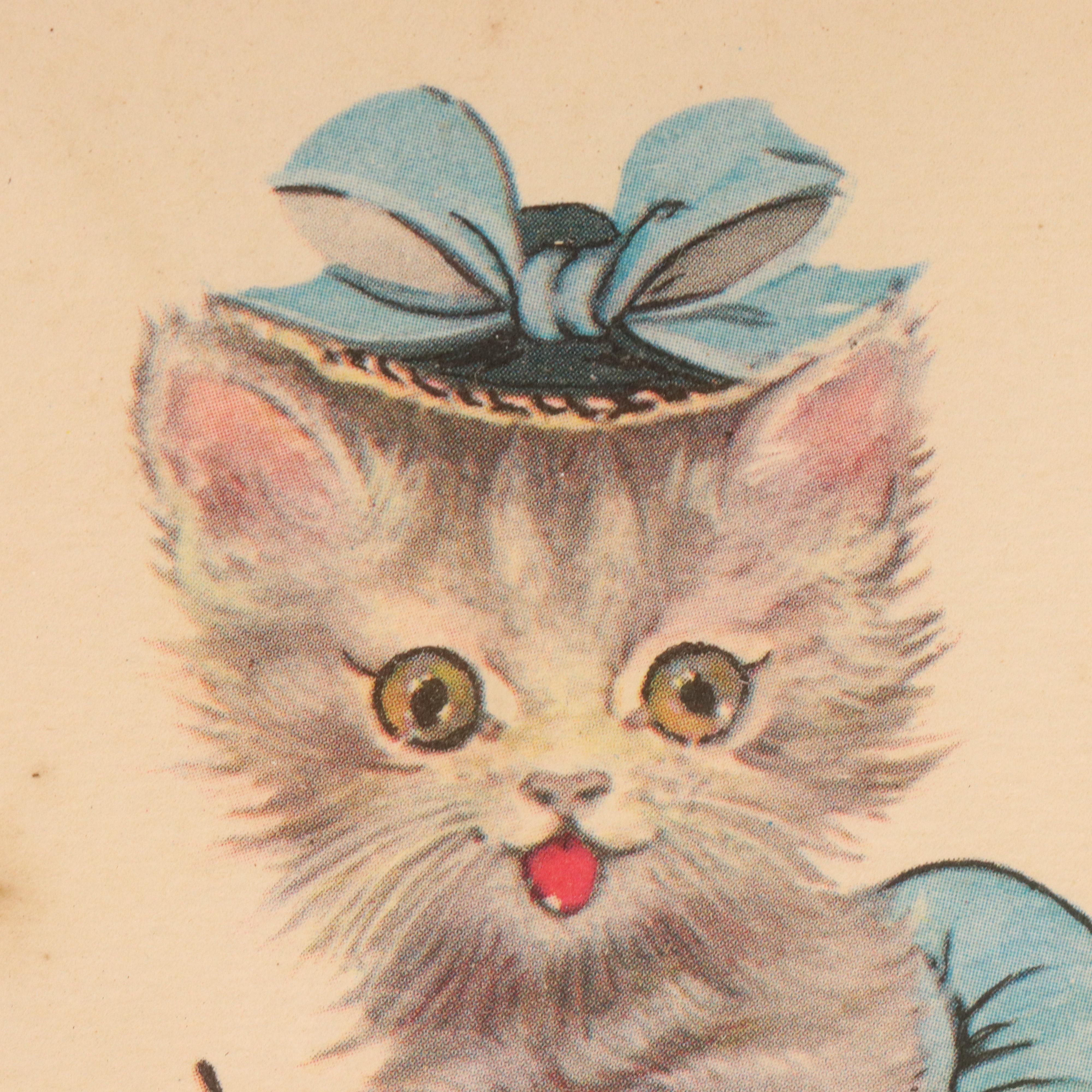 Donald Art Co. Miniature Offset Lithographs of Kitten Characters, 1950s