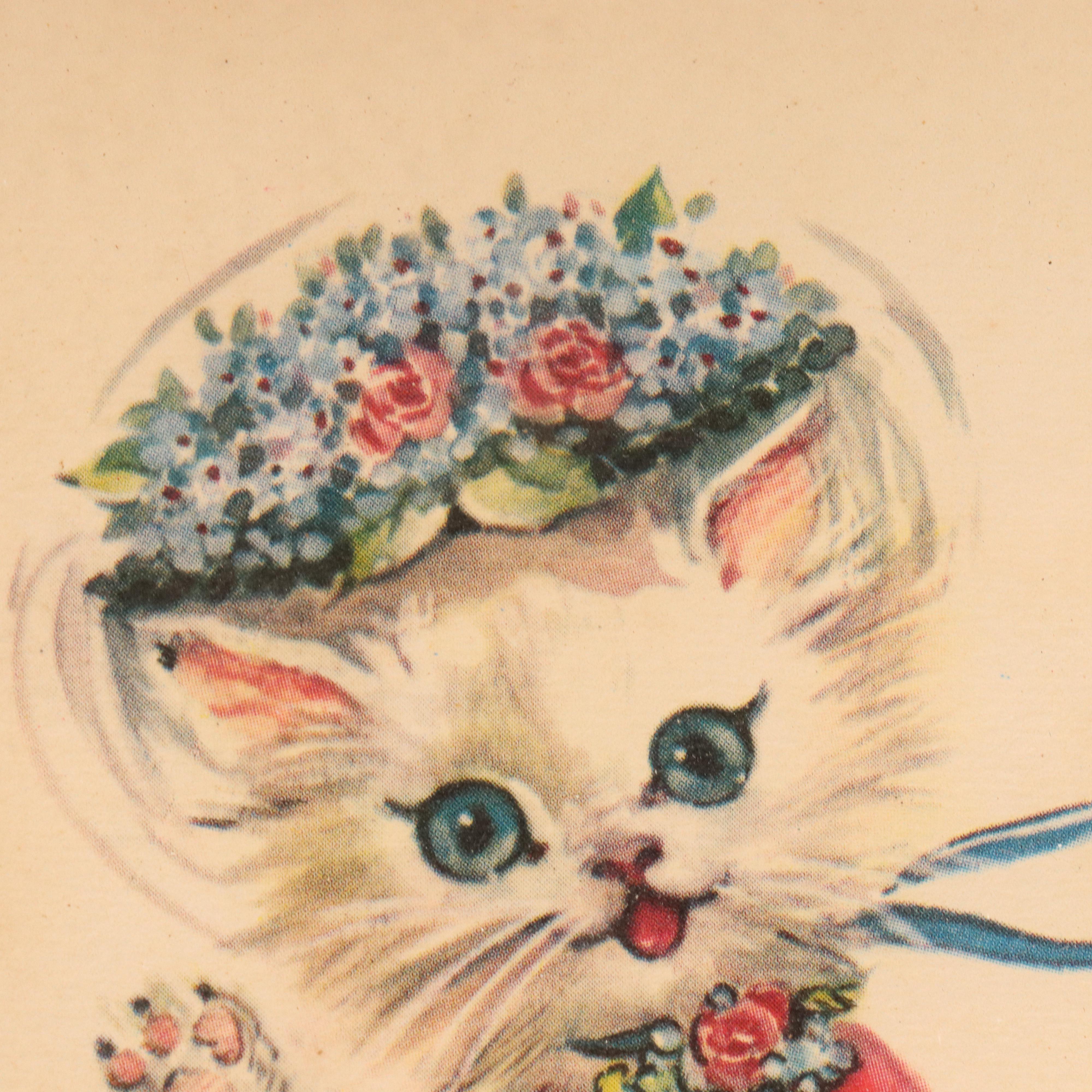 Donald Art Co. Miniature Offset Lithographs of Kitten Characters, 1950s