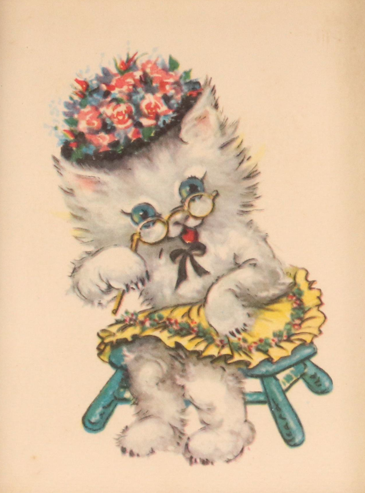 Donald Art Co. Miniature Offset Lithographs of Kitten Characters, 1950s