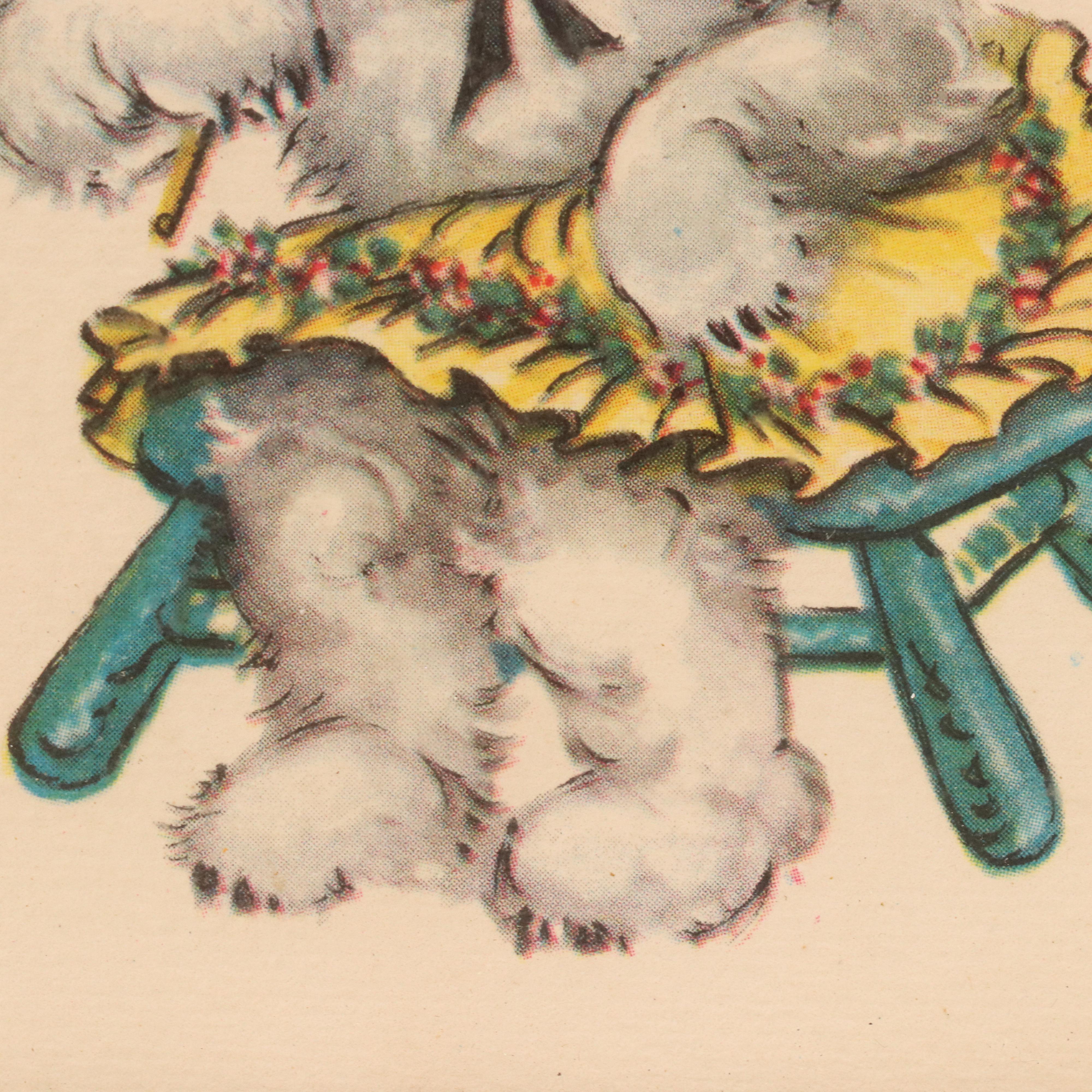 Donald Art Co. Miniature Offset Lithographs of Kitten Characters, 1950s