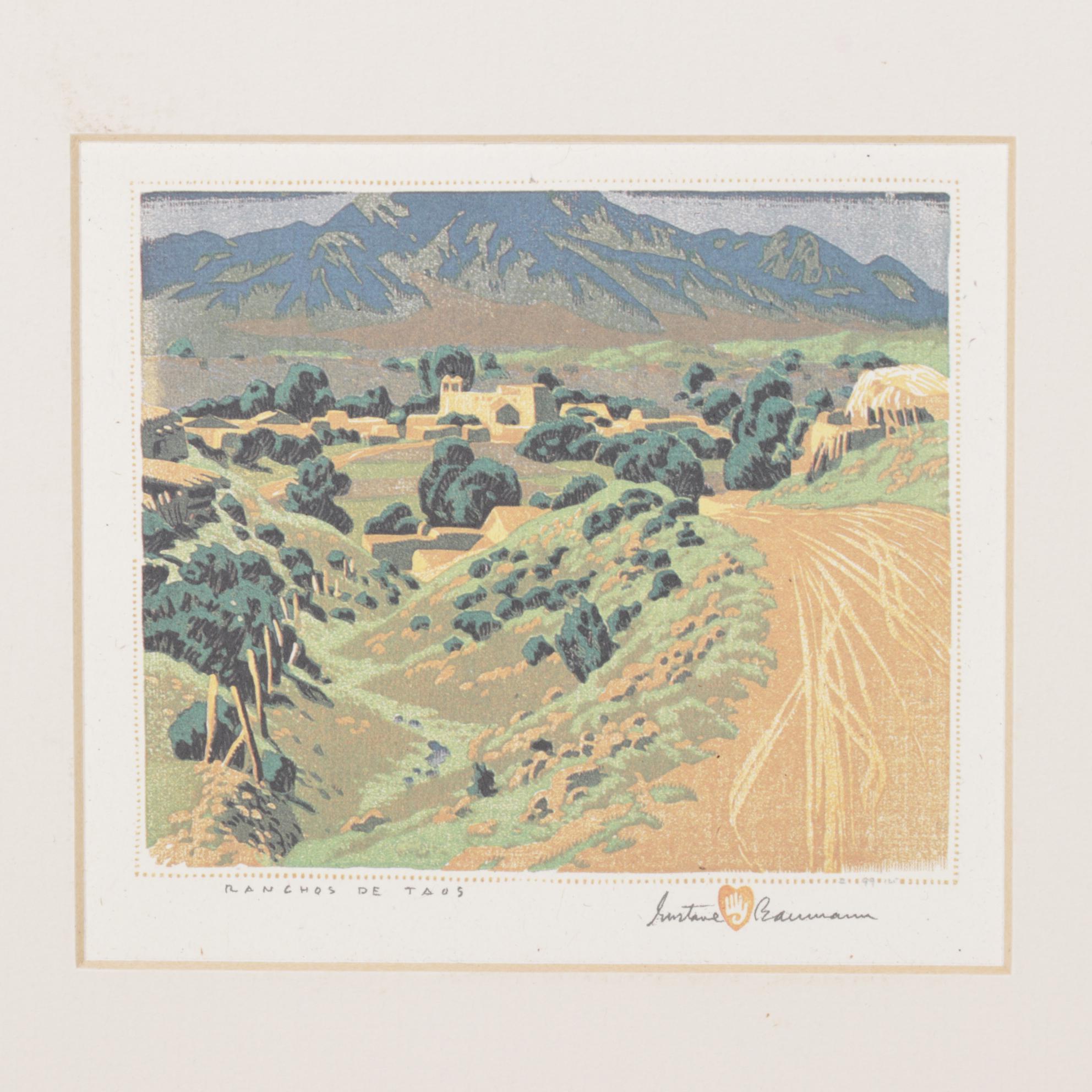Offset Lithograph after Gustave Baumann "Ranchos de Taos", 1930