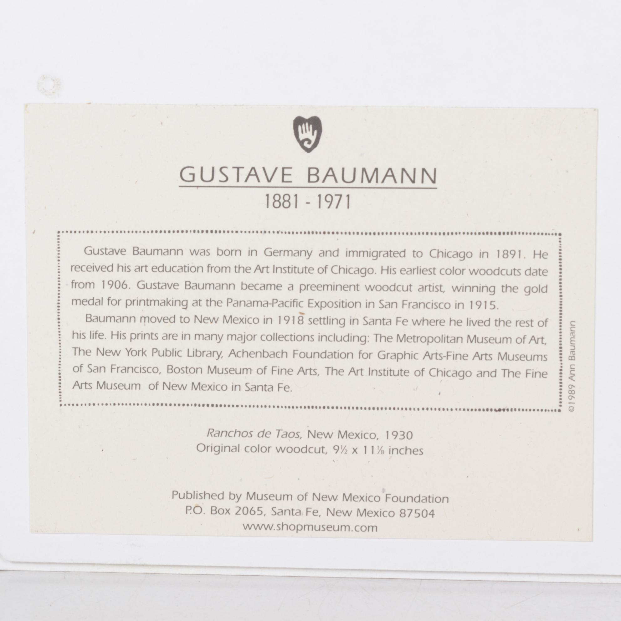 Offset Lithograph after Gustave Baumann "Ranchos de Taos", 1930