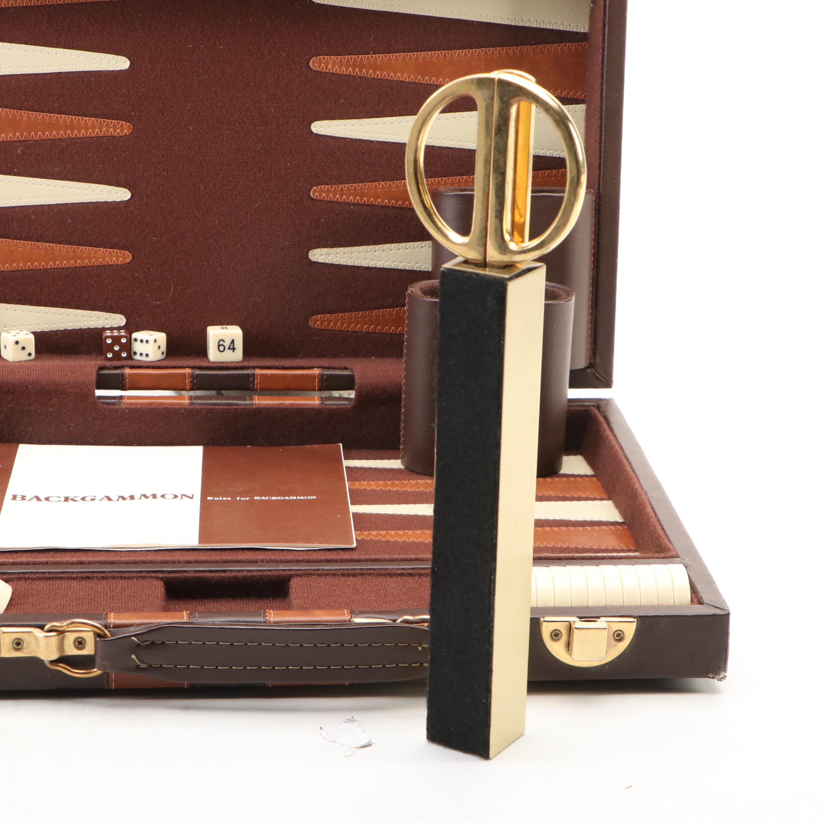 Vintage Reiss Travel Backgammon Game with Other Office Accessories