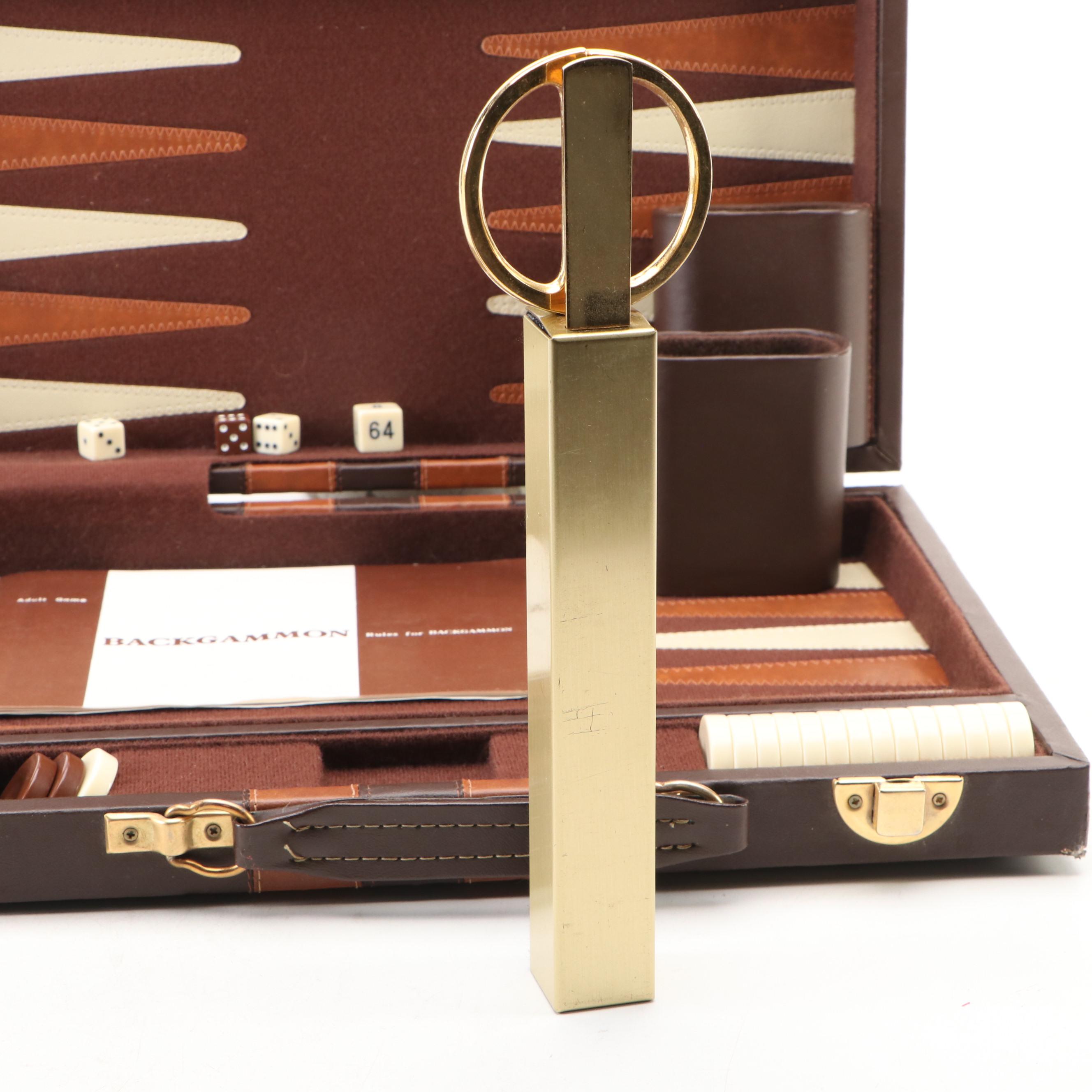 Vintage Reiss Travel Backgammon Game with Other Office Accessories