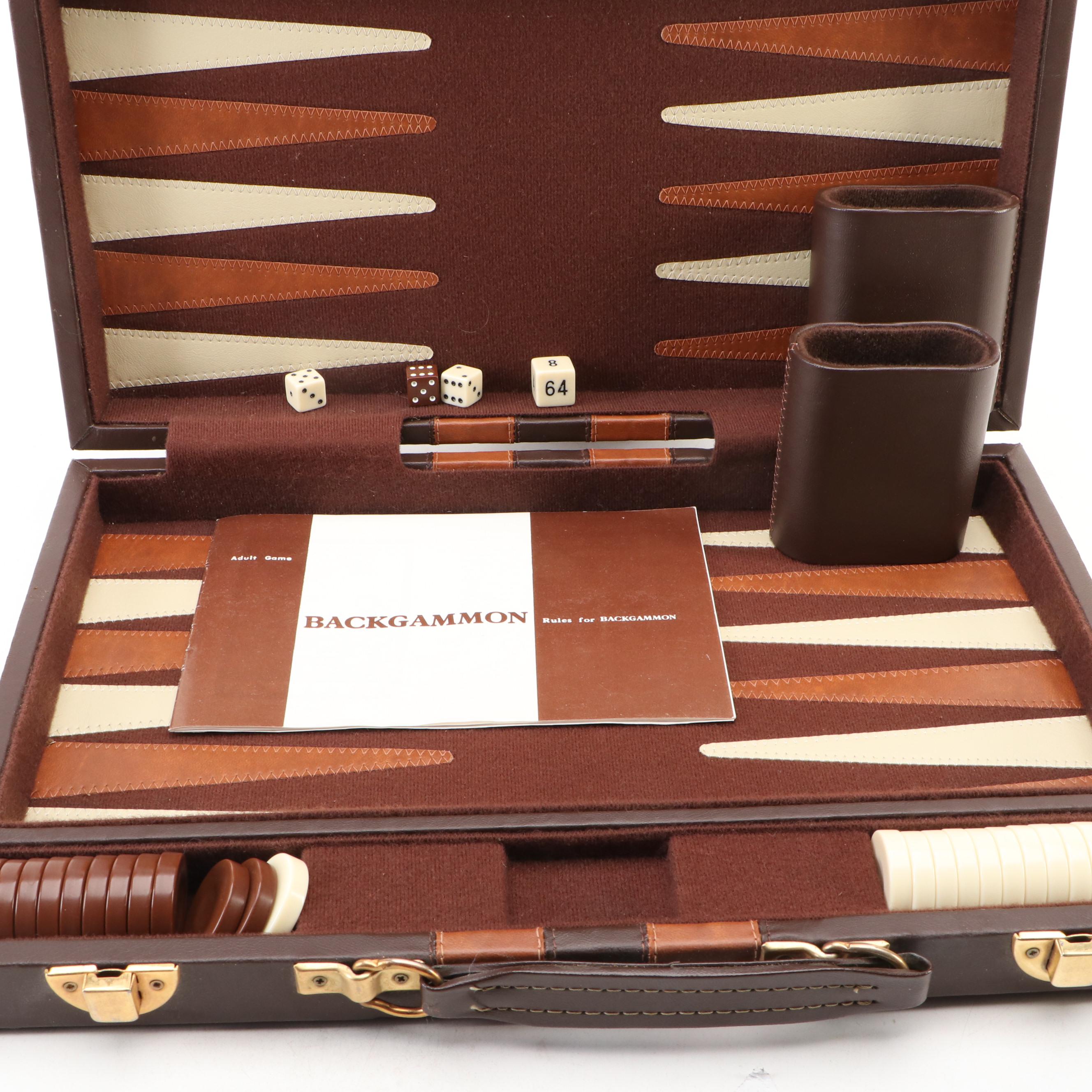 Vintage Reiss Travel Backgammon Game with Other Office Accessories