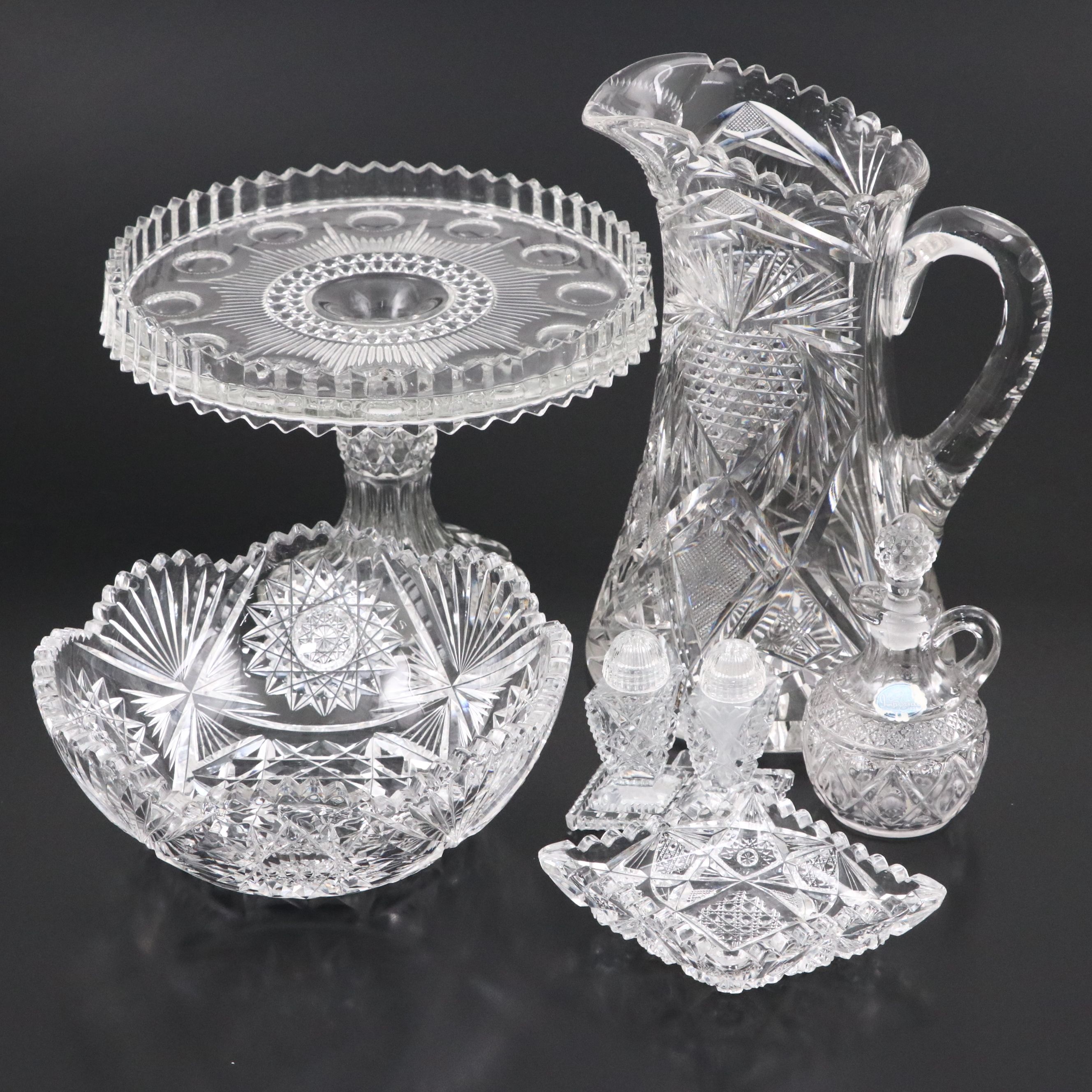 US Glass "Manhattan Clear" Cake Stand with Other Brilliant Style Tableware