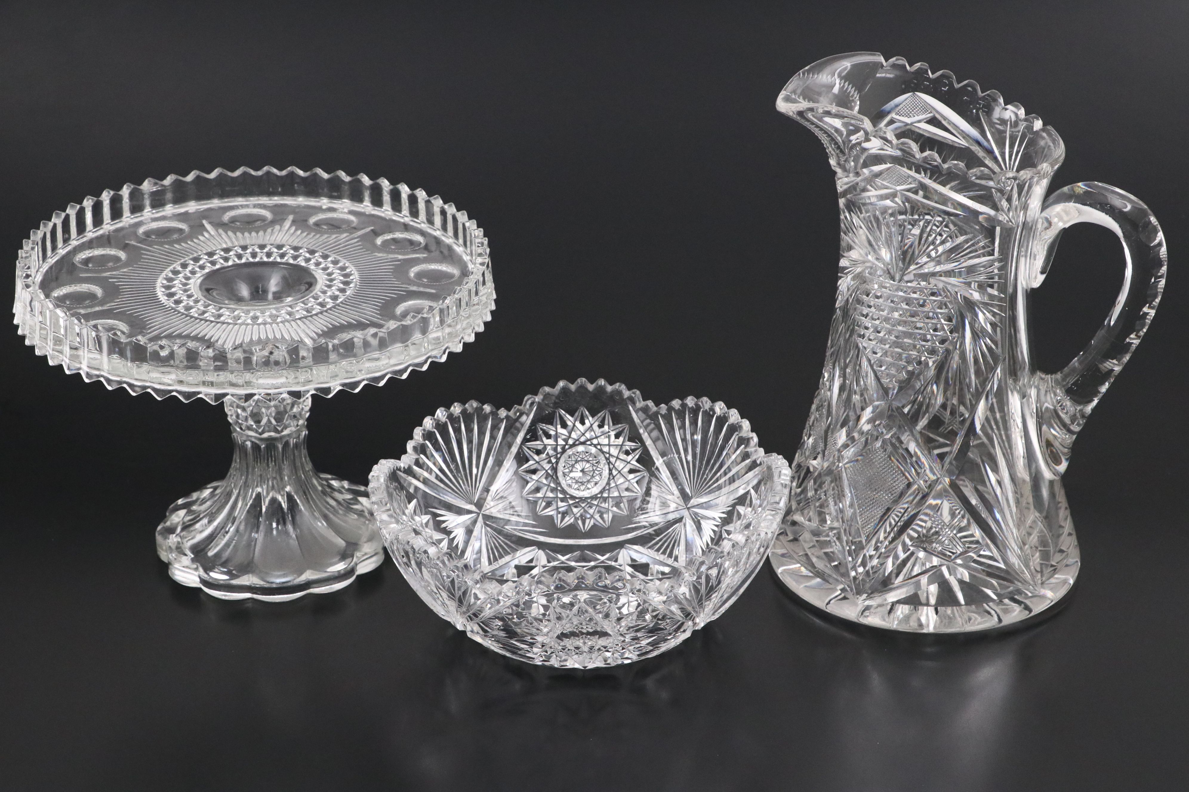 US Glass "Manhattan Clear" Cake Stand with Other Brilliant Style Tableware