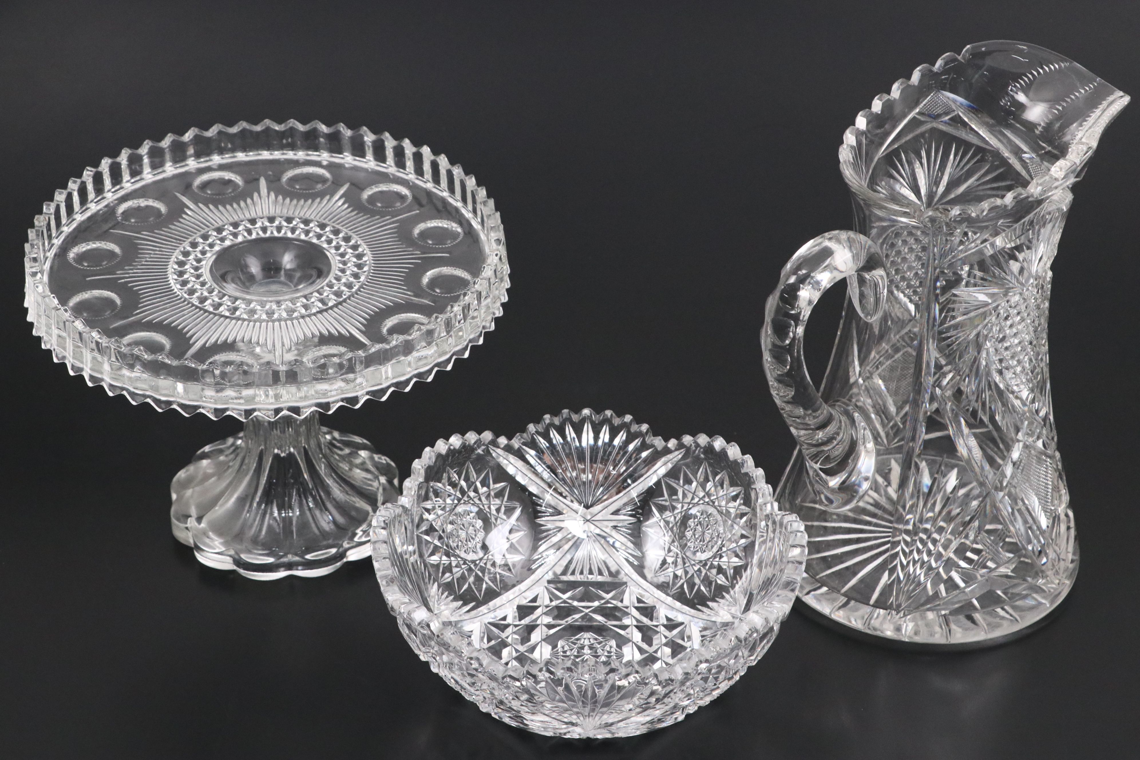 US Glass "Manhattan Clear" Cake Stand with Other Brilliant Style Tableware