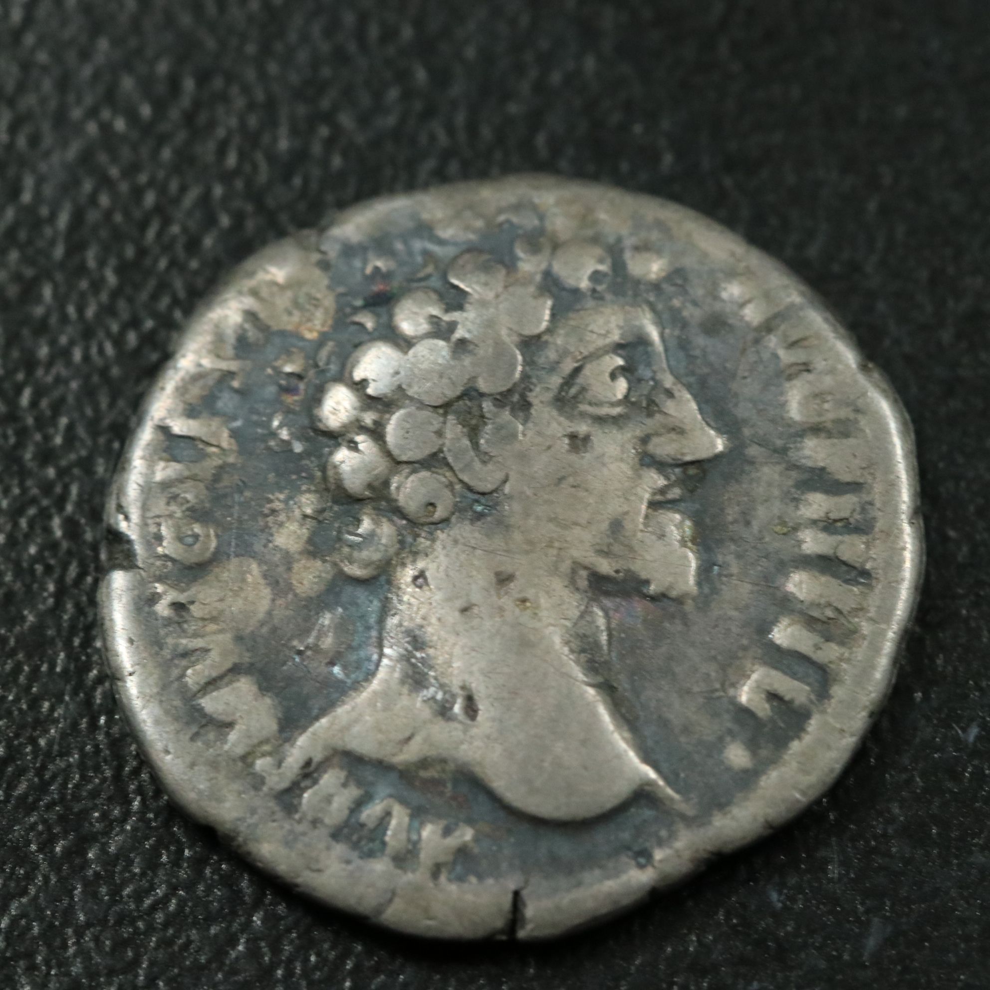 Ancient Roman Imperial AR Denarius Coin of Marcus Aurelius, ca. 161 A.D.