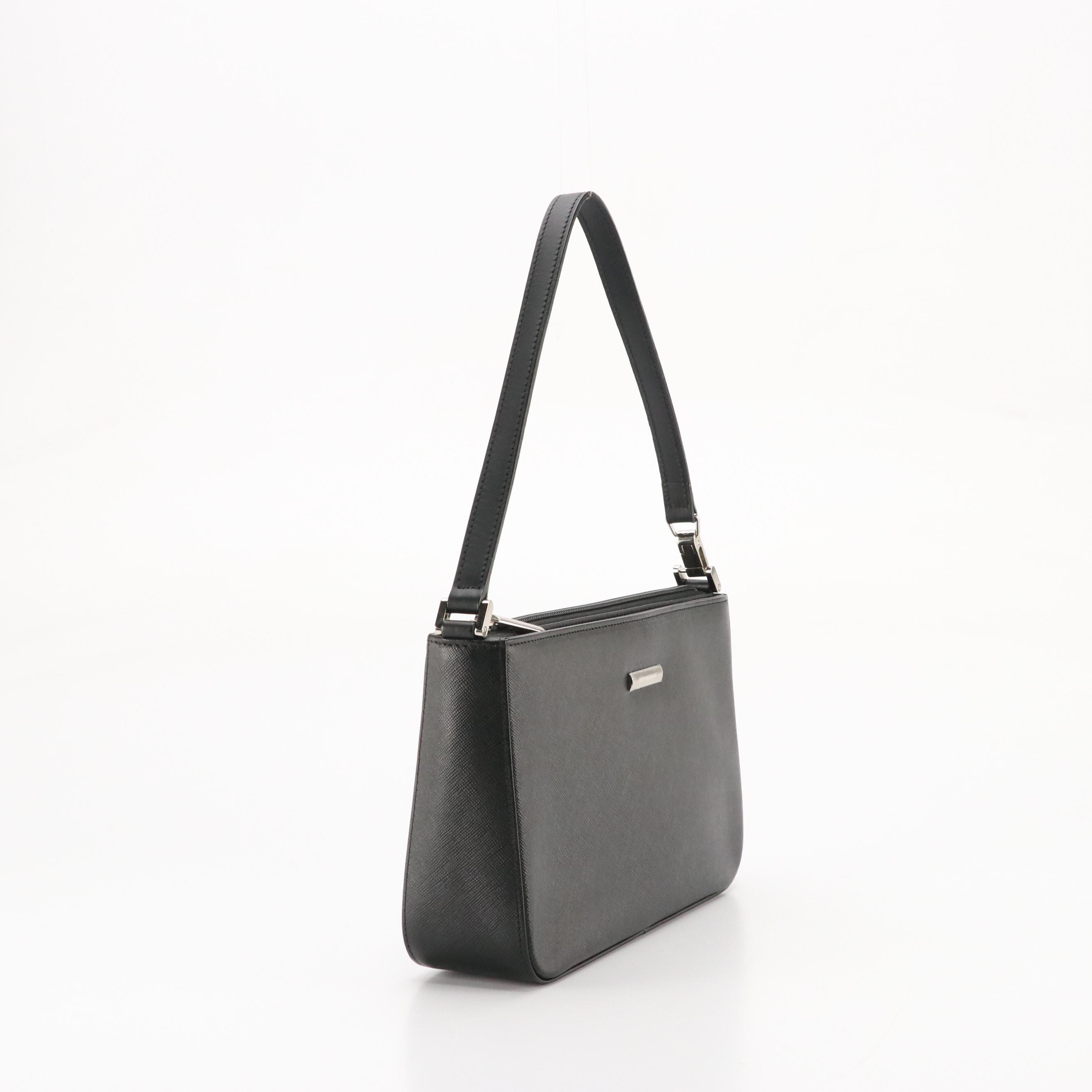Burberry Shoulder Bag in Black Saffiano Leather, With Tag