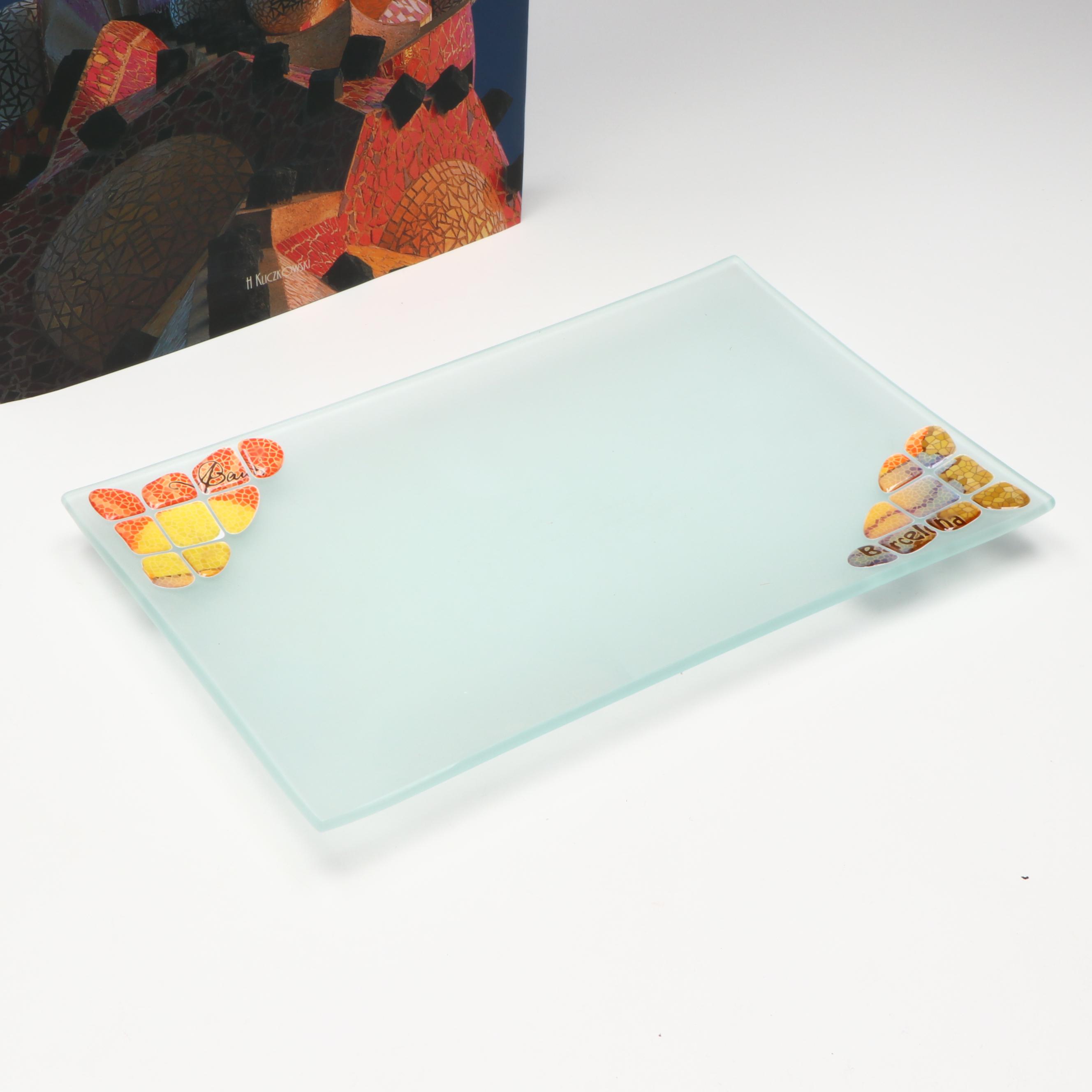 Illustrated "Gaudí: Complete Works" with Gaudí Inspired Art Glass Trays
