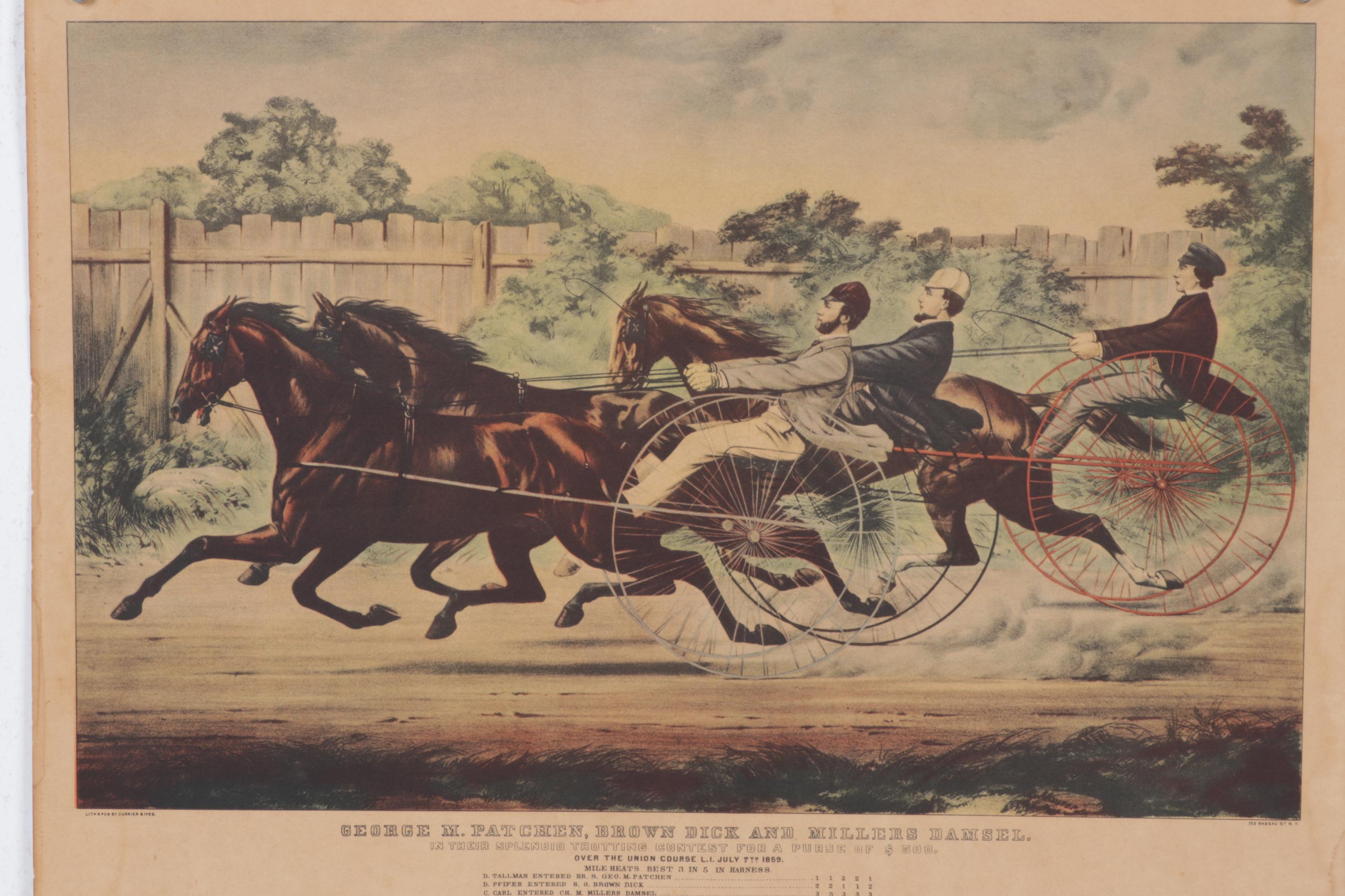 Offset Lithograph After Currier & Ives "...In Their Splendid Trotting Contest.."