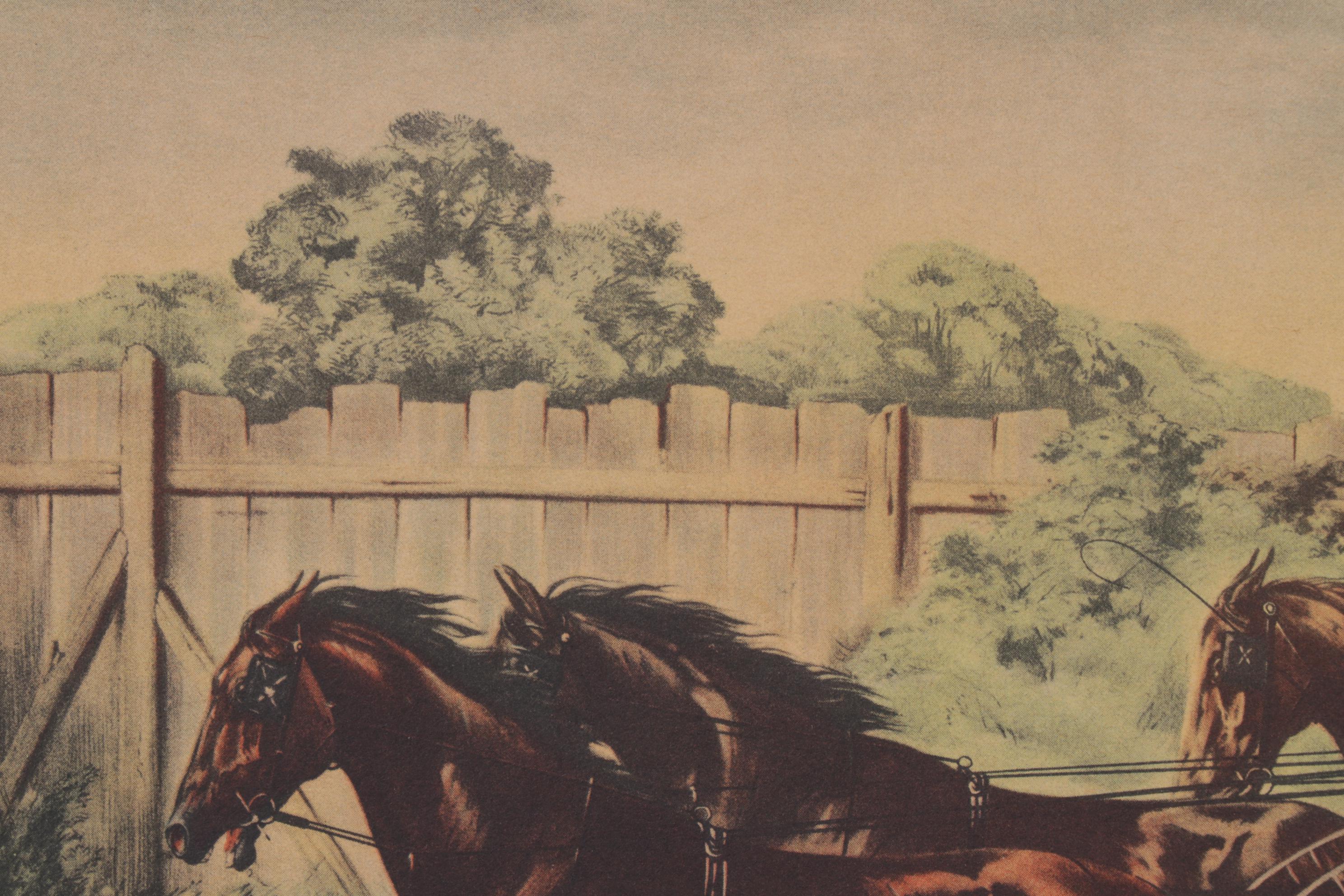Offset Lithograph After Currier & Ives "...In Their Splendid Trotting Contest.."