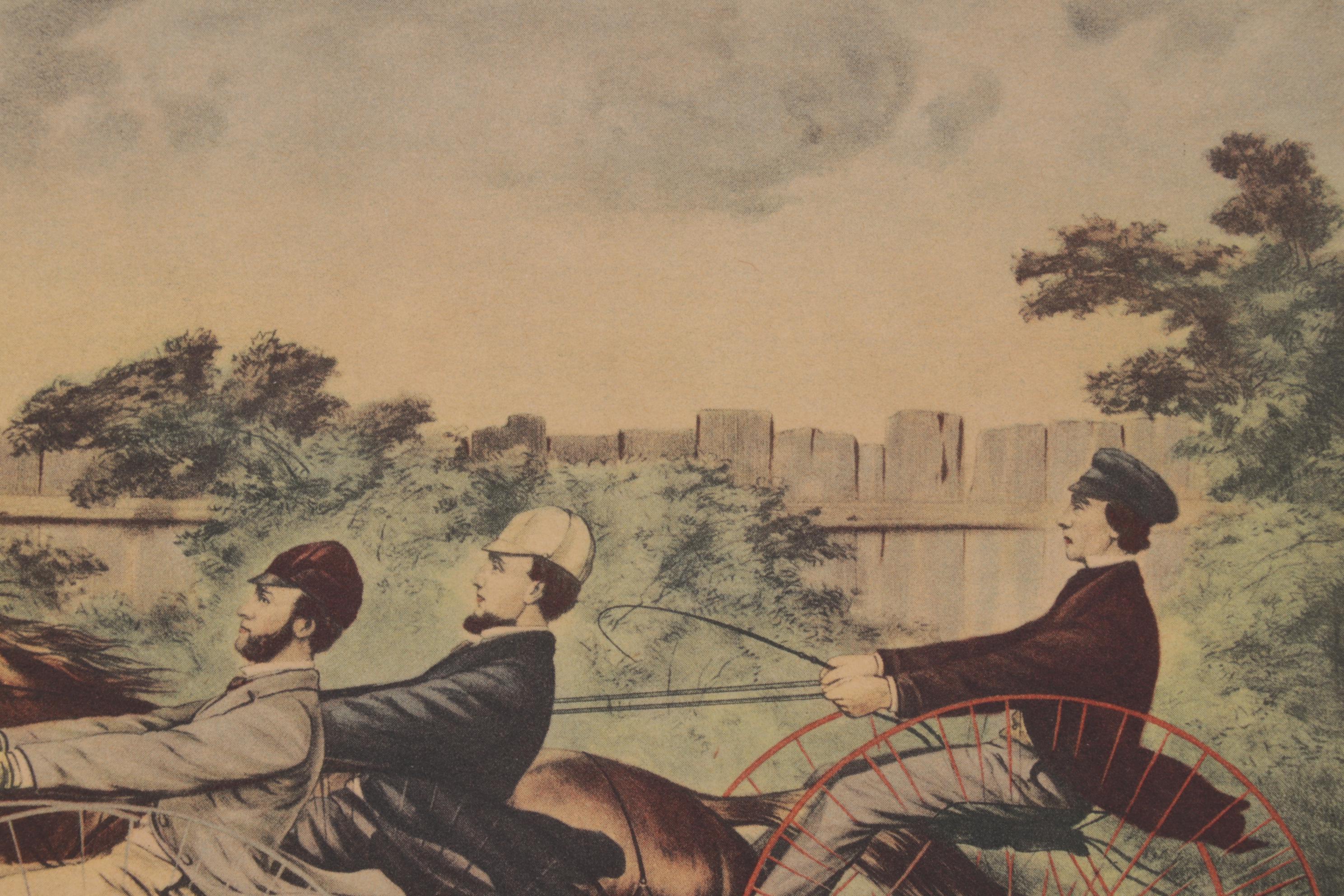 Offset Lithograph After Currier & Ives "...In Their Splendid Trotting Contest.."