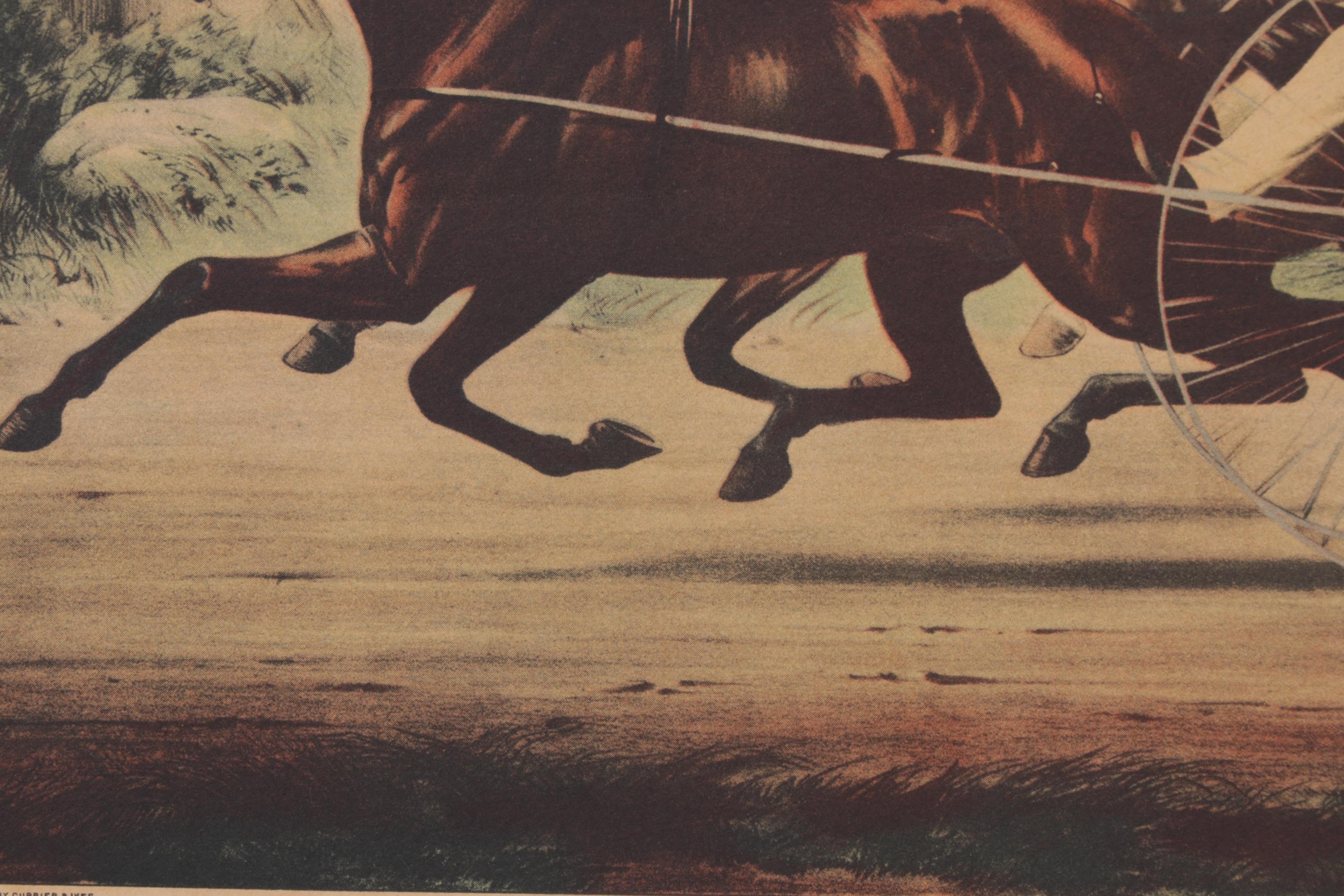 Offset Lithograph After Currier & Ives "...In Their Splendid Trotting Contest.."
