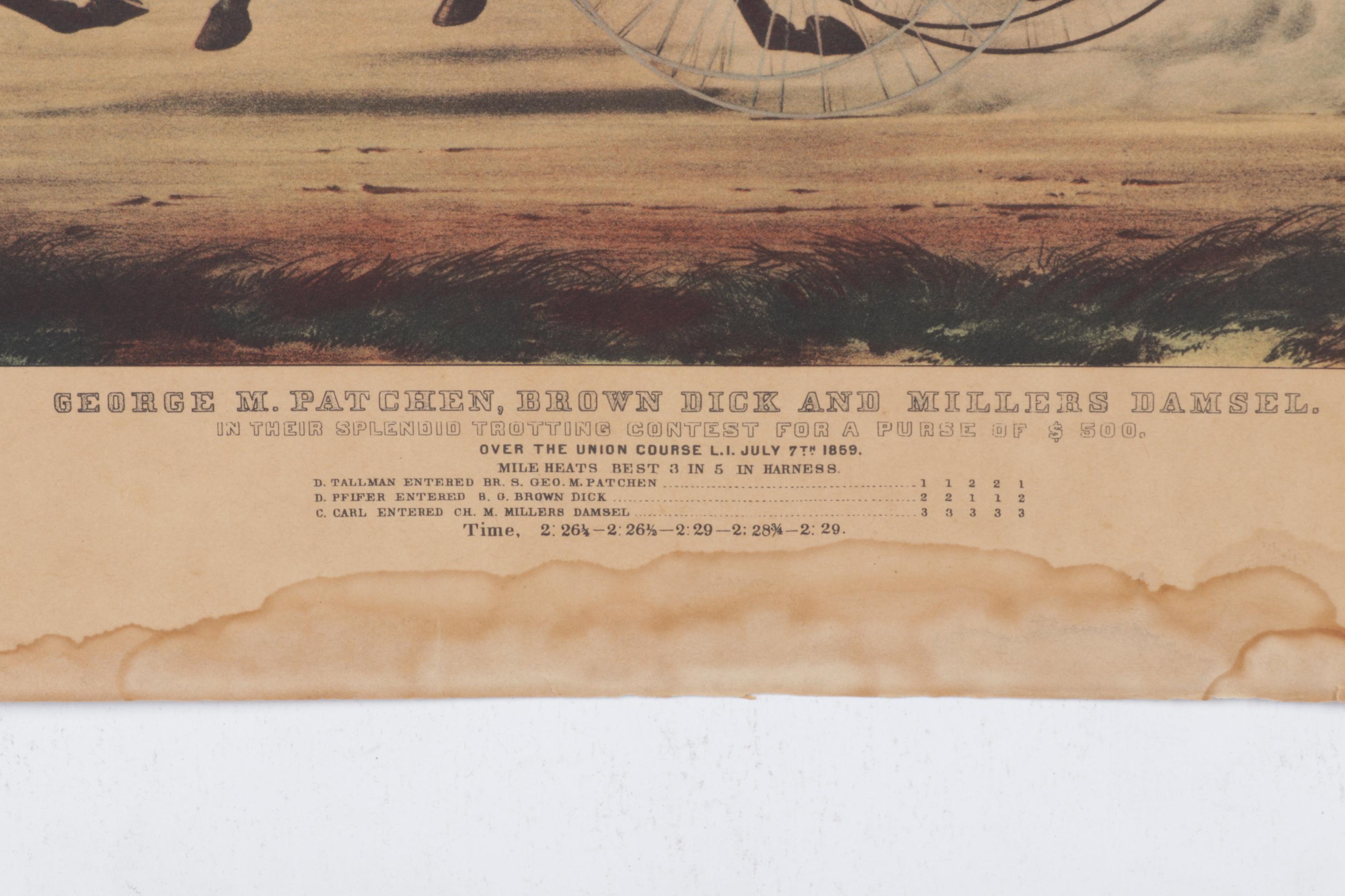 Offset Lithograph After Currier & Ives "...In Their Splendid Trotting Contest.."