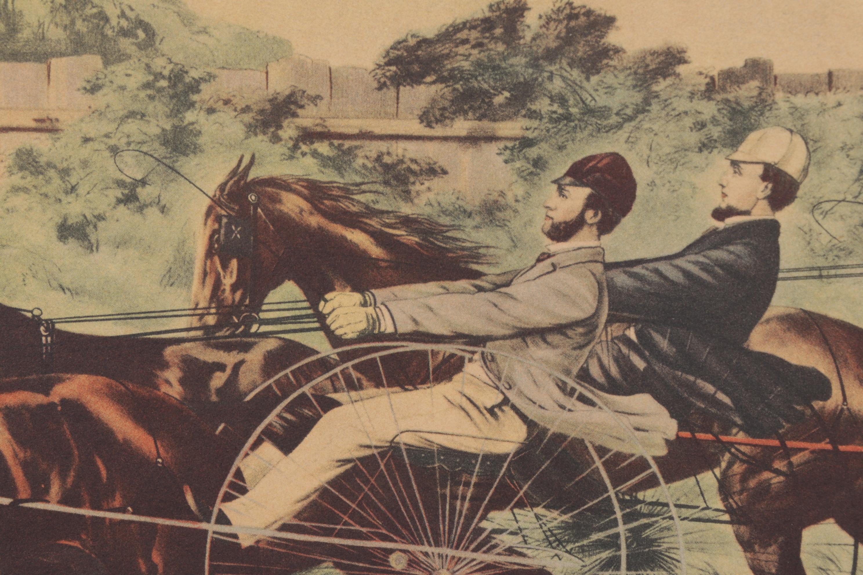 Offset Lithograph After Currier & Ives "...In Their Splendid Trotting Contest.."
